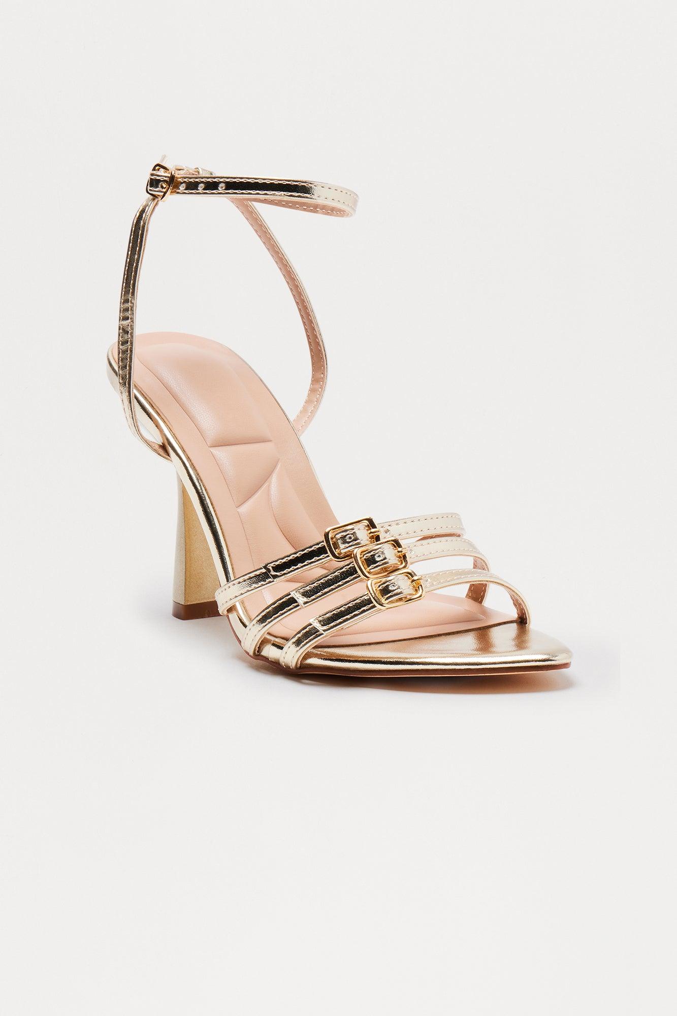Anira Buckle Stiletto Heels - Gold Female Product Image