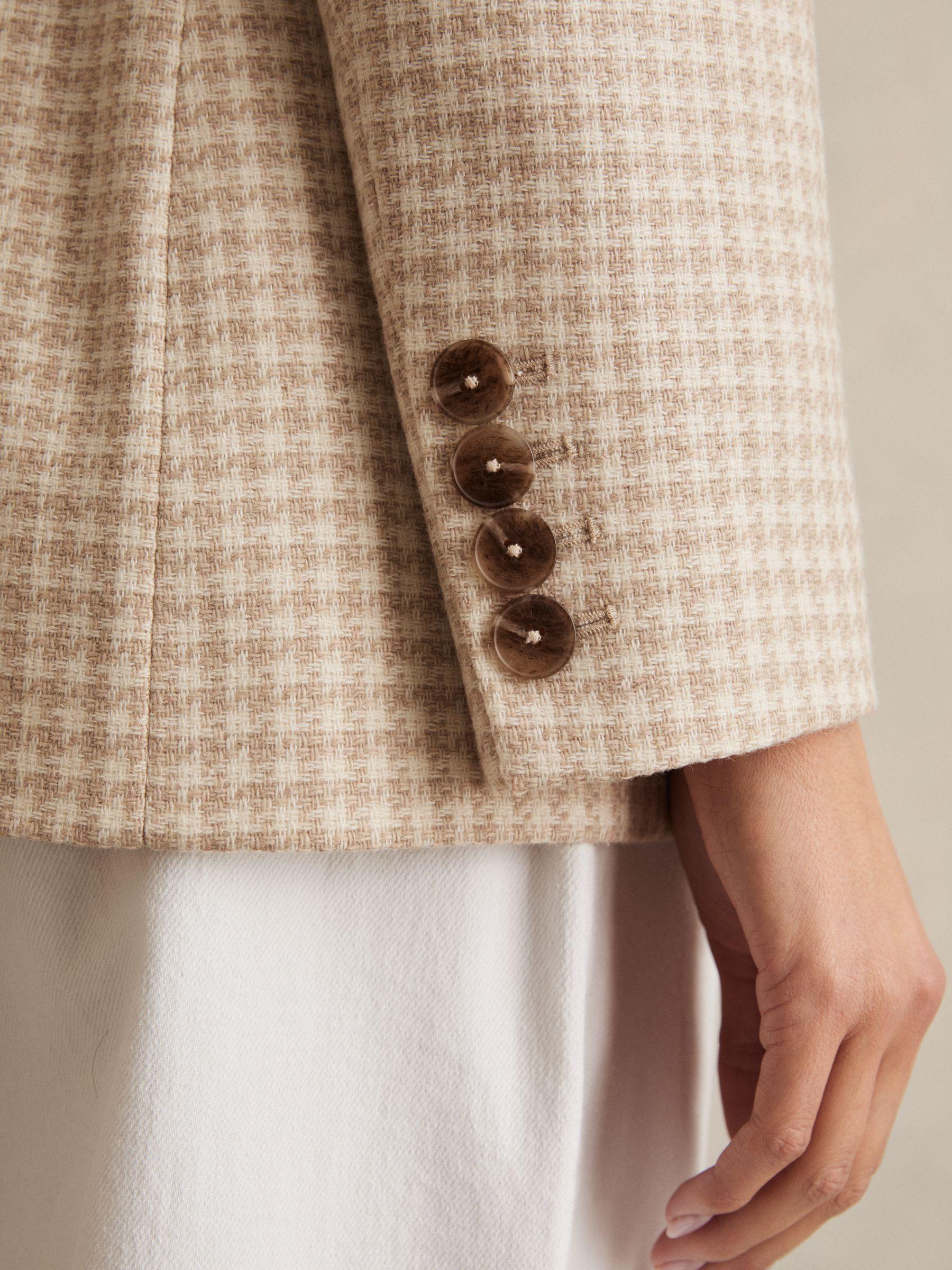 Petite Double Breasted Check Blazer With Wool in Neutral Check Product Image