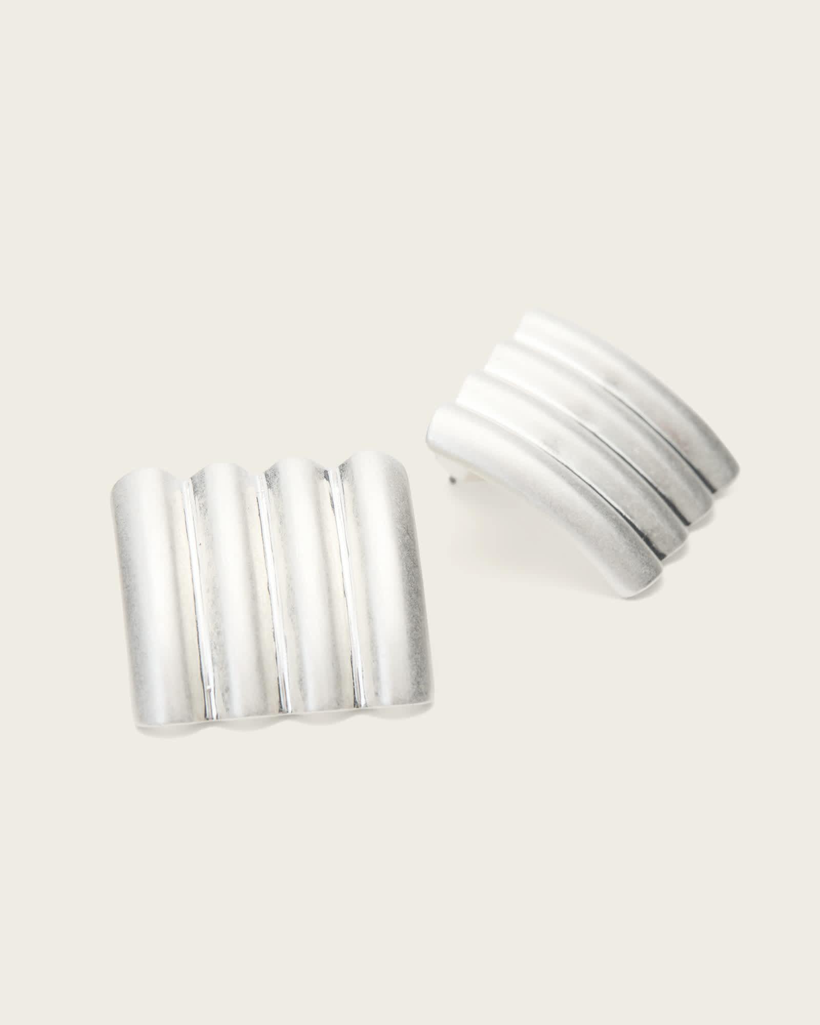 Janna Flat Earrings WARM SILVER | ALLSAINTS US Product Image