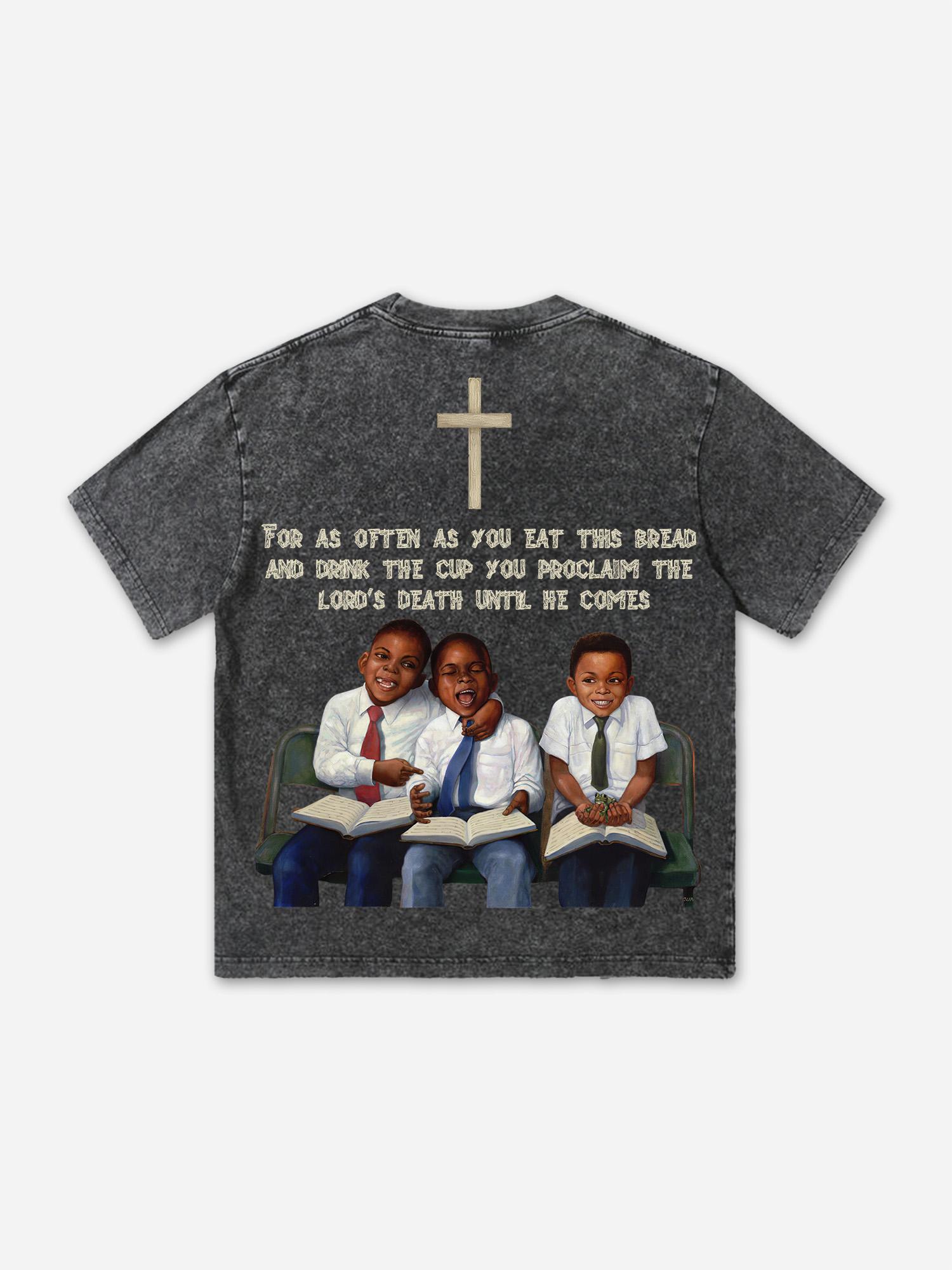 First Sunday Retro Graphic Print Acid Washed T-Shirt Product Image