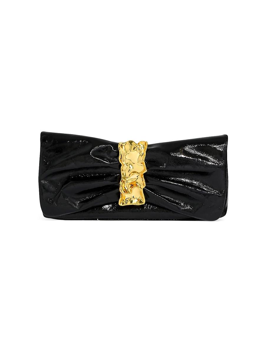 Womens Gold Ribbon Leather Clutch Product Image