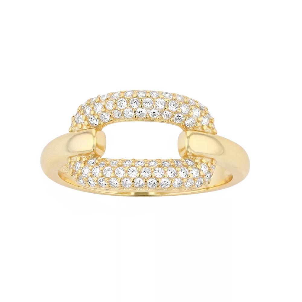 Sterling Silver 14k Gold Plated & Cubic Zirconia 2-Row Modern Ring, Womens Gold Tone Product Image