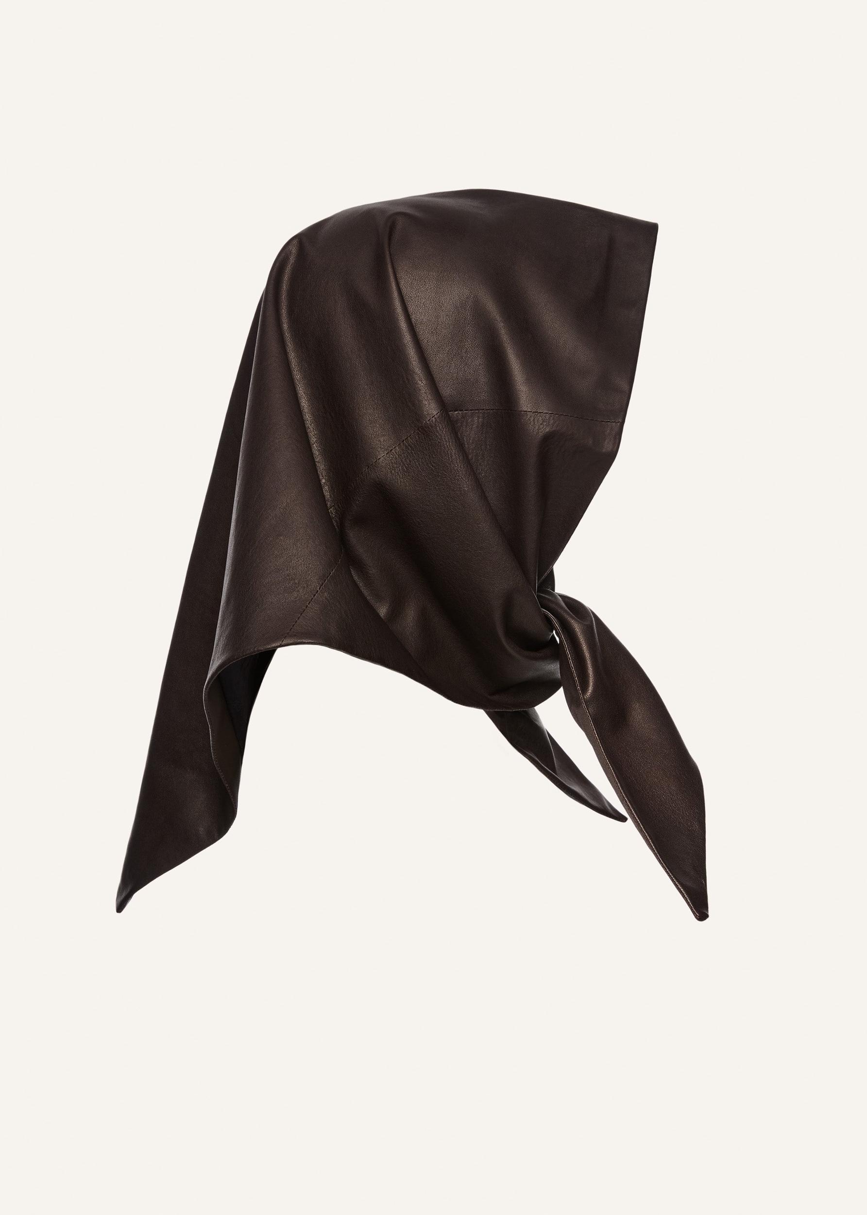 Leather tie scarf in brown Product Image