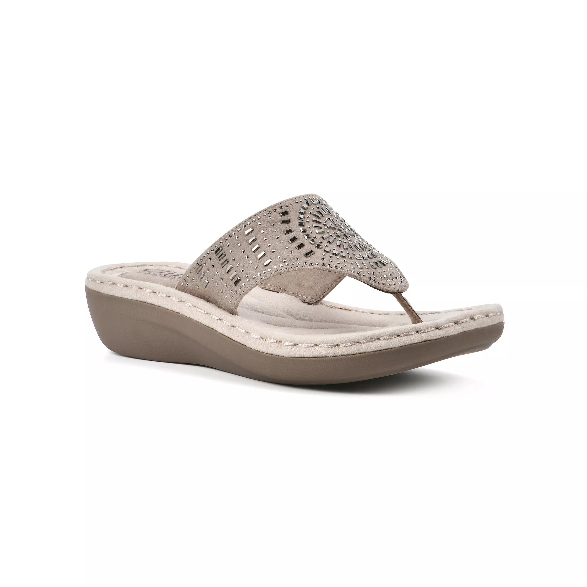 Cliffs By White Mountain Cienna Women's Thong Sandals, Size: 9.5 Wide, Grey Fabric Product Image