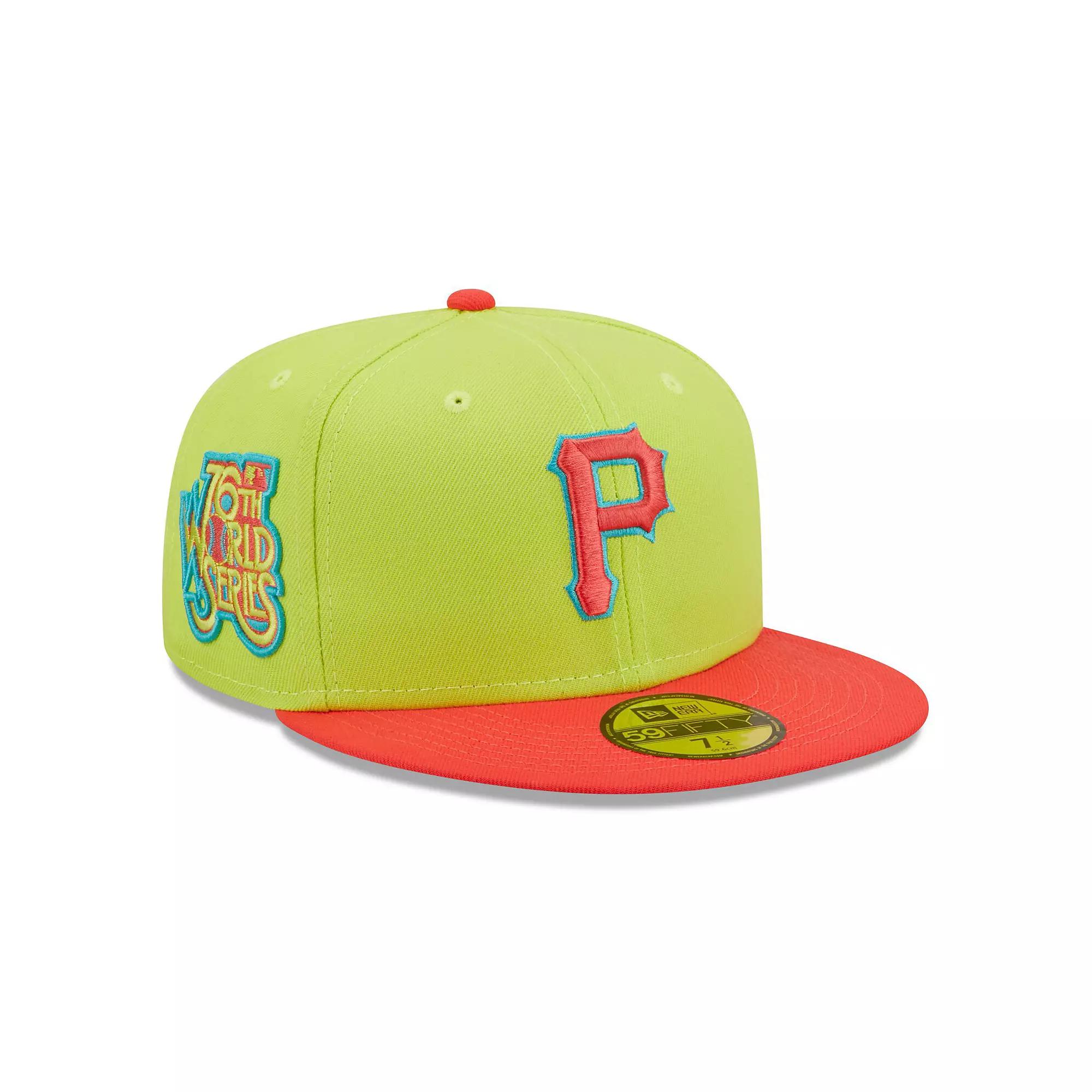 Men's New Era Green/Red Pittsburgh Pirates 1979 World Series Cyber Highlighter 59FIFTY Fitted Hat, Size: 7 1/4 Product Image