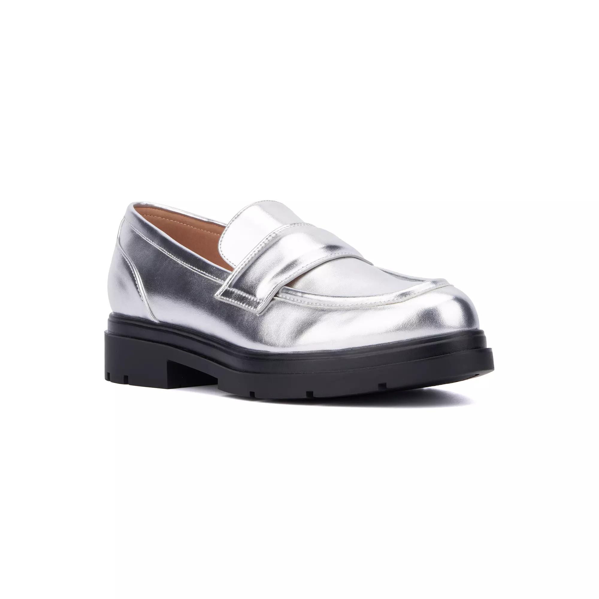 New York & Company Abbey Womens Slip-on Loafers Silver Grey Product Image