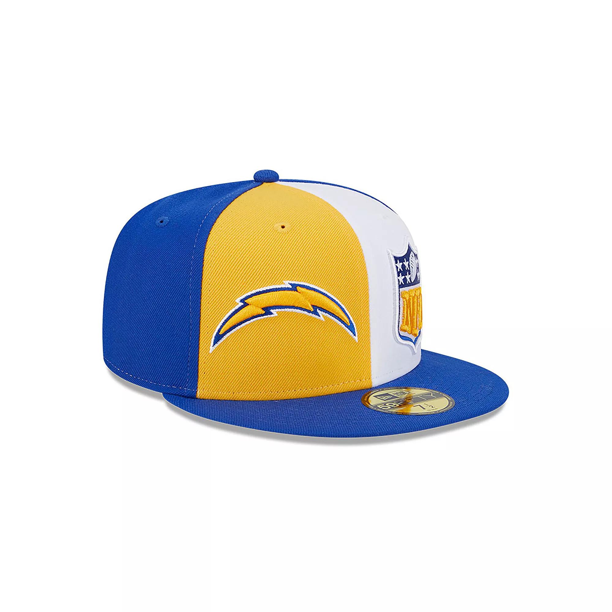 Men's New Era  Gold/Blue Los Angeles Chargers 2023 Sideline 59FIFTY Fitted Hat, Size: 7 Product Image