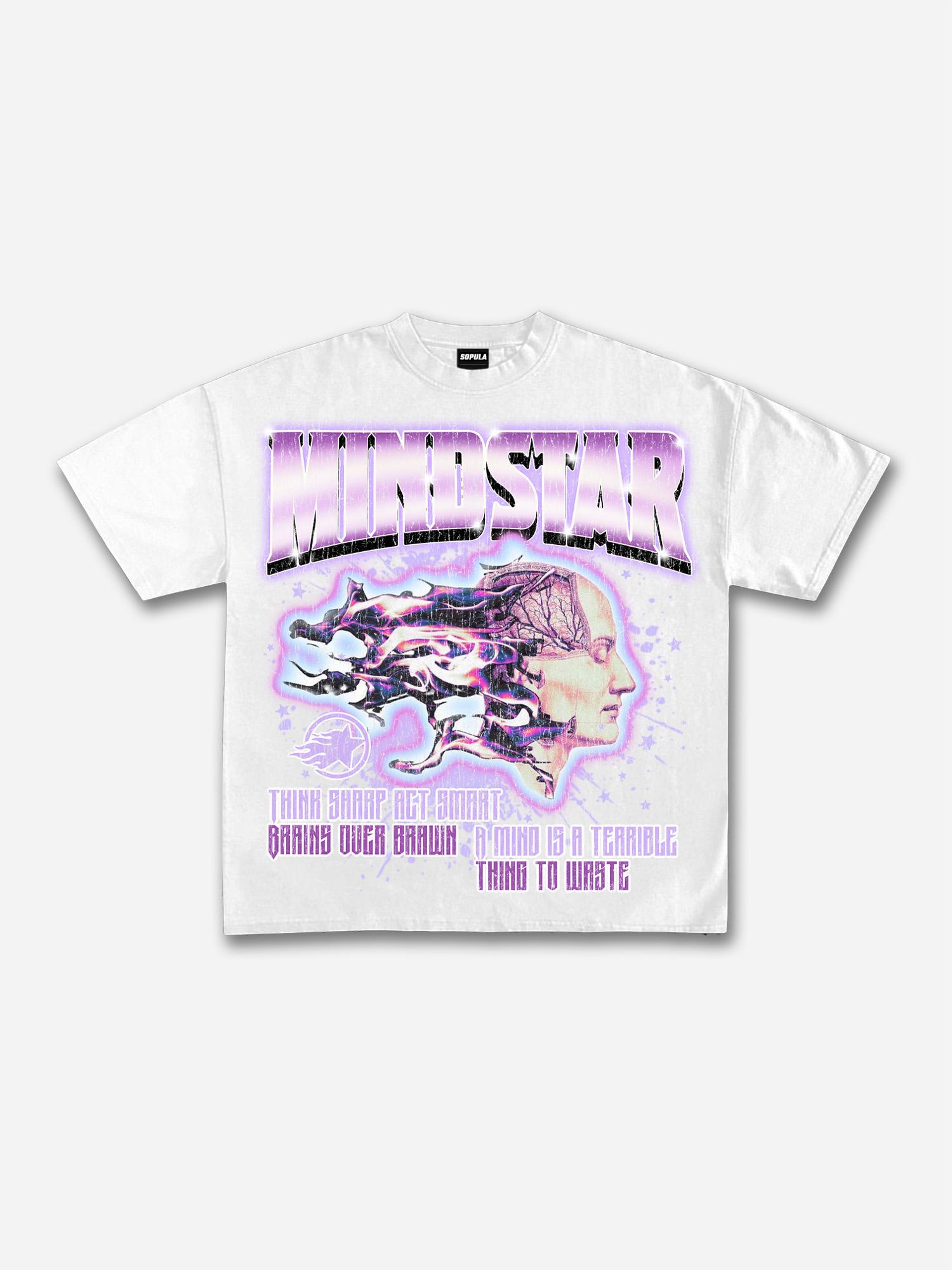 Mindstar-Burning Thinking-Retro Pattern Printing Cotton T-Shirt Product Image