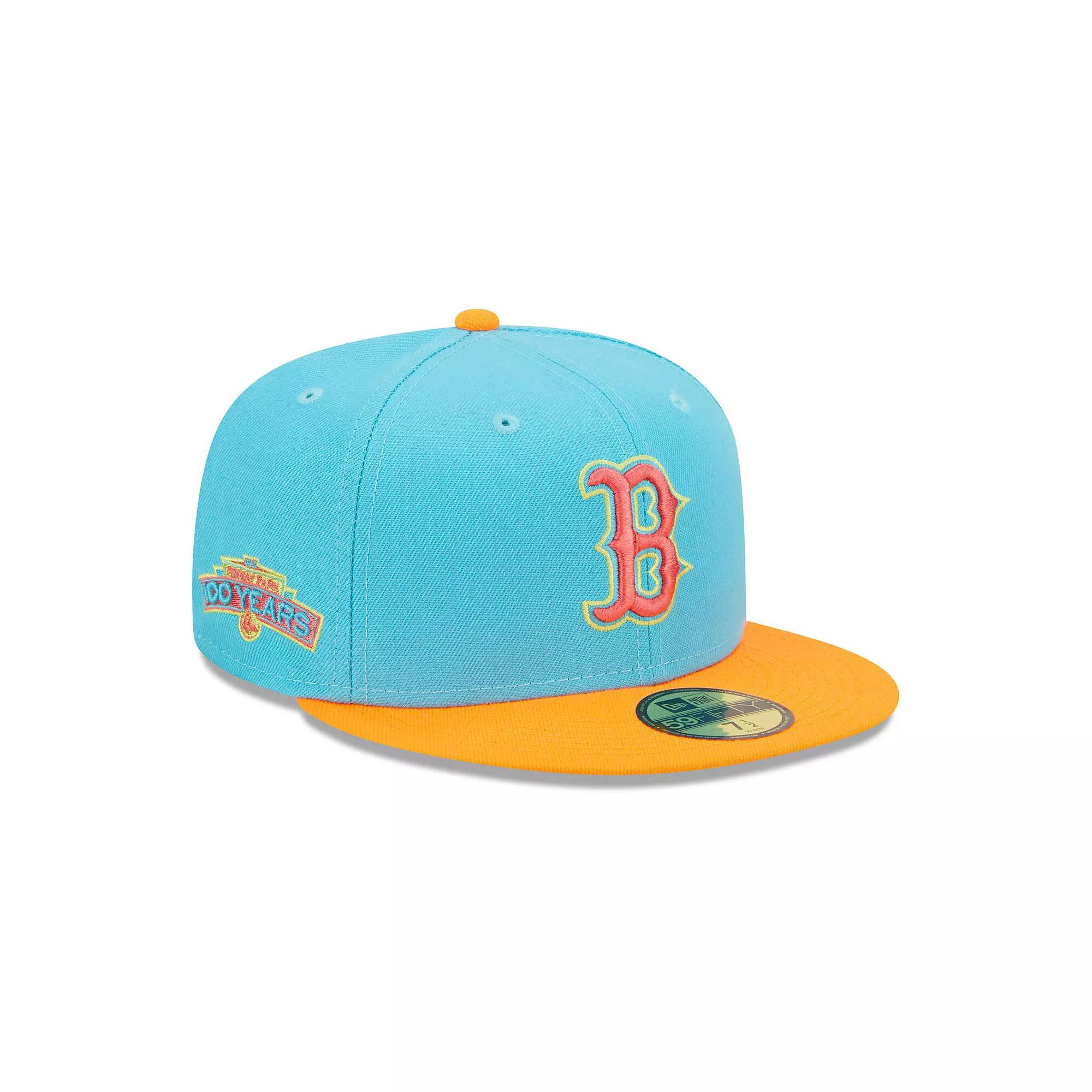 Men's New Era Blue/Orange Boston Red Sox Vice Highlighter 59FIFTY Fitted Hat, Size: 7 3/8 Product Image