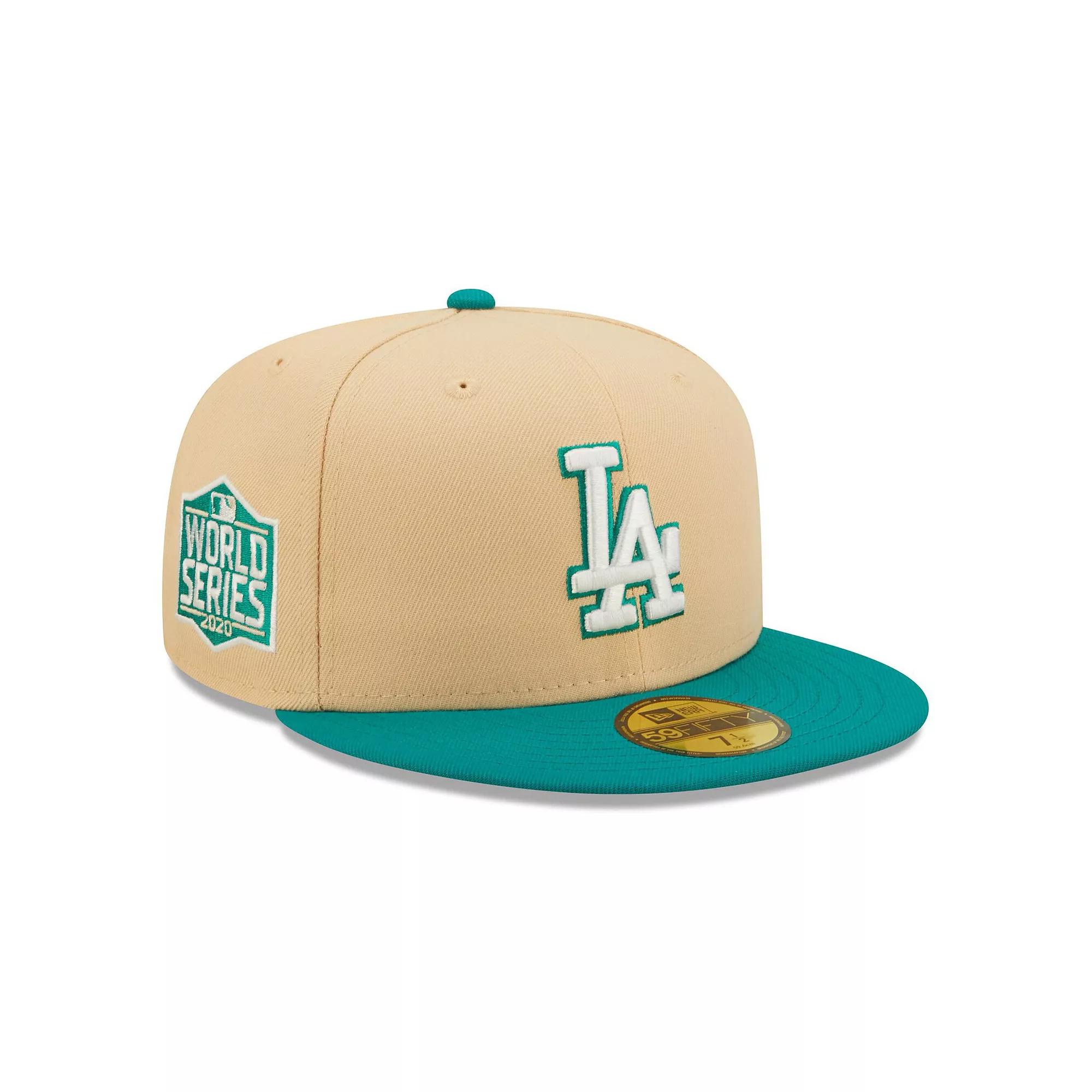 Men's New Era Natural/Teal Los Angeles Dodgers Mango Forest 59FIFTY fitted hat, Size: 7 7/8, Beige Product Image