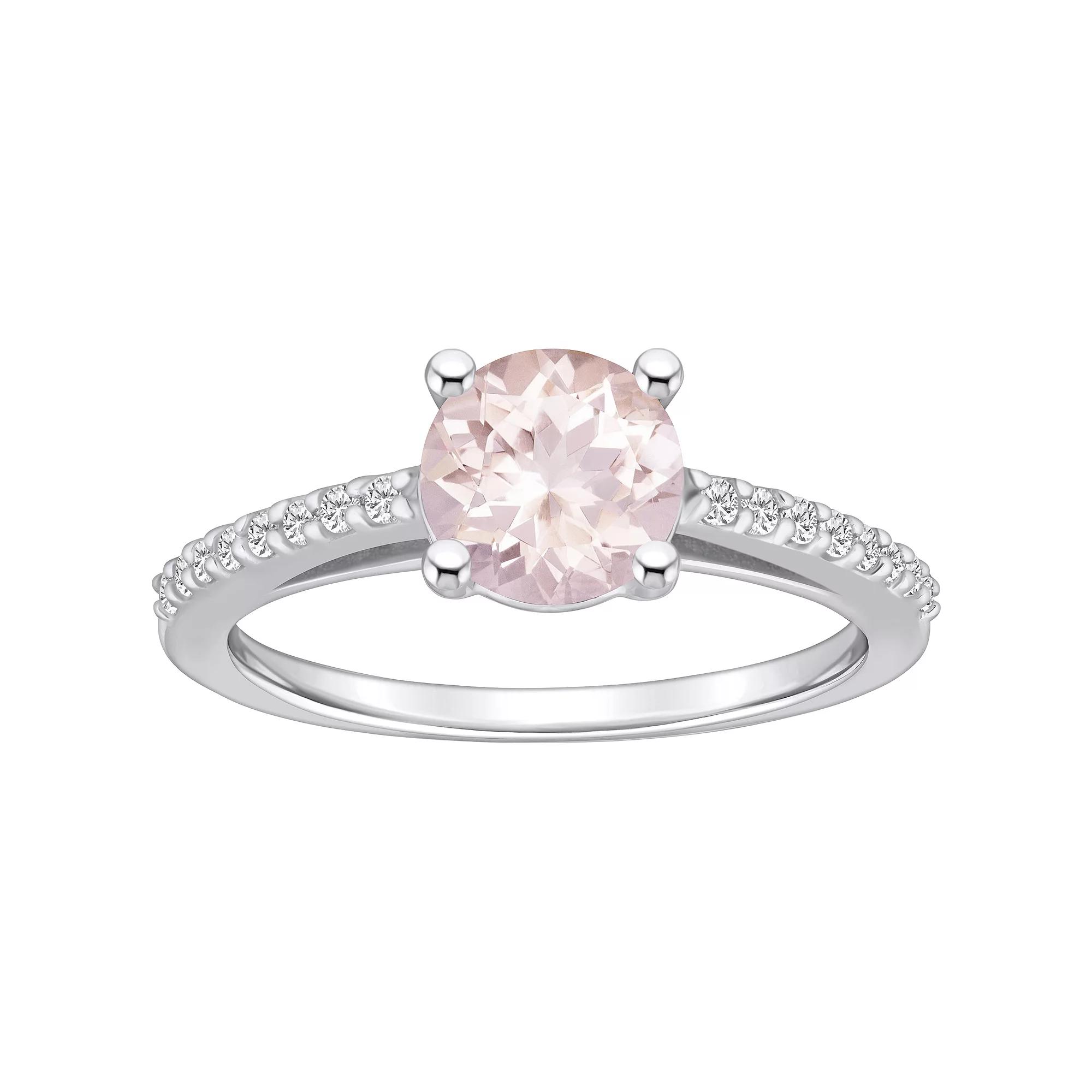 Alyson Layne 10k White Gold Round Gemstone 1/6 Carat T.W. Diamond Ring, Womens, Morganite Product Image