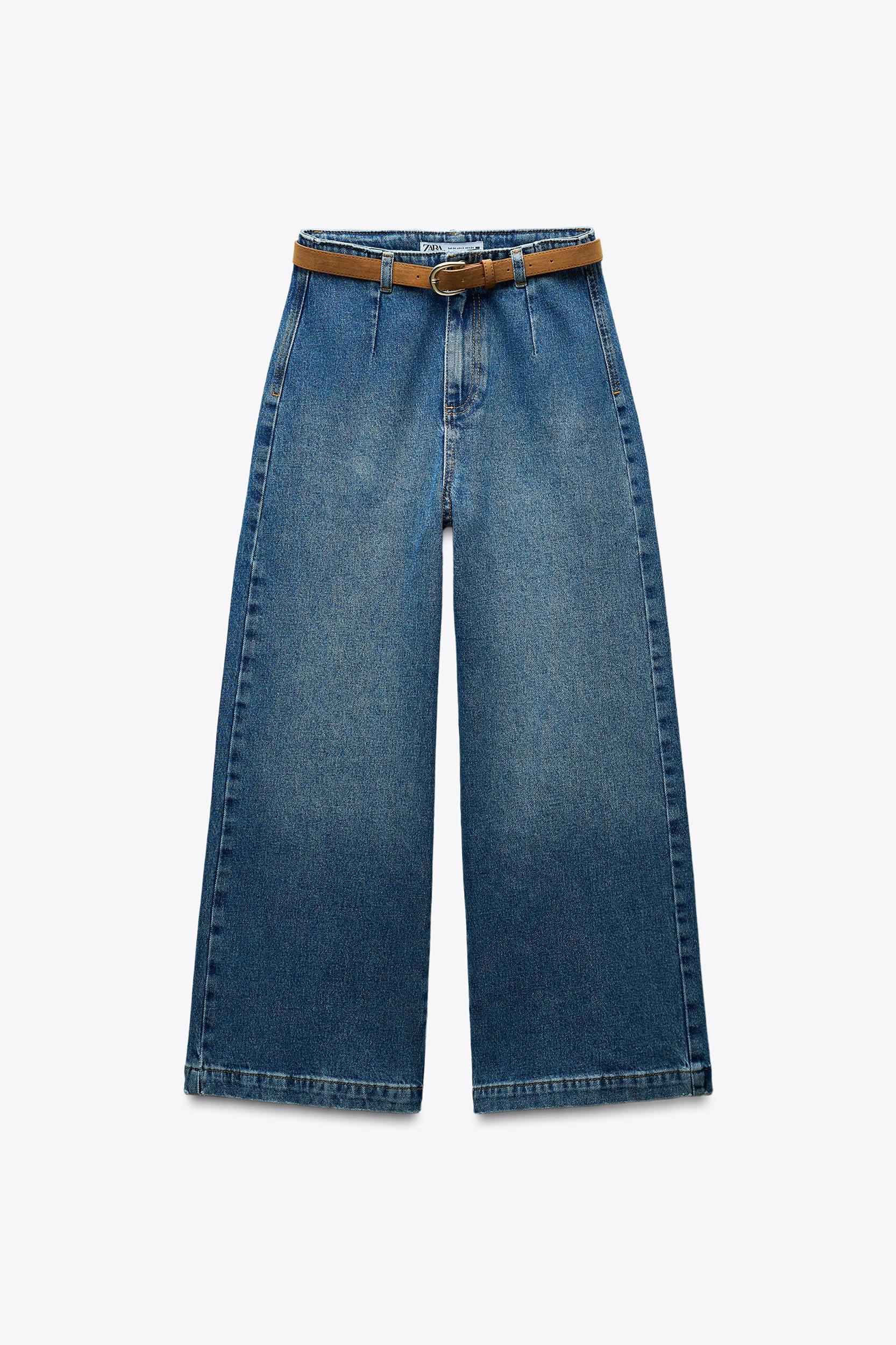 Z1975 BELTED HIGH RISE CROPPED WIDE LEG JEANS Product Image