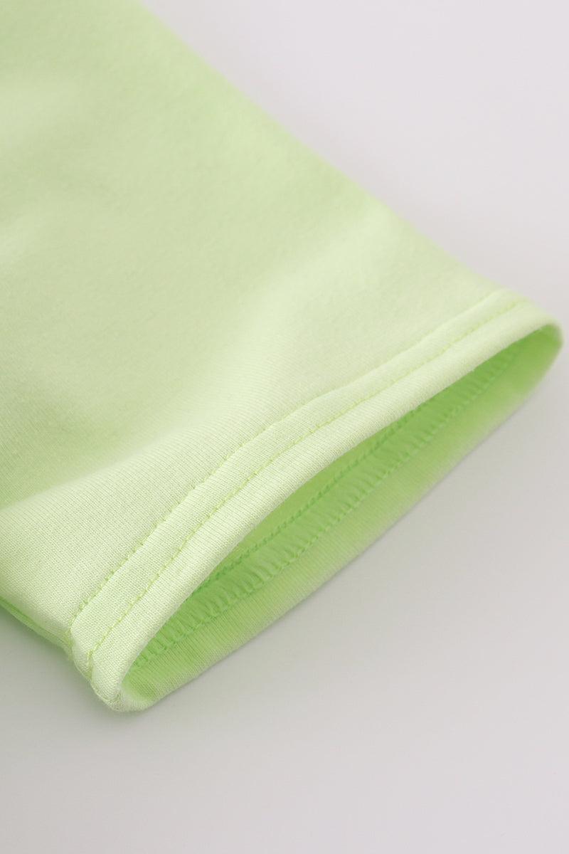 Green ice cream embroidery shorts set Product Image