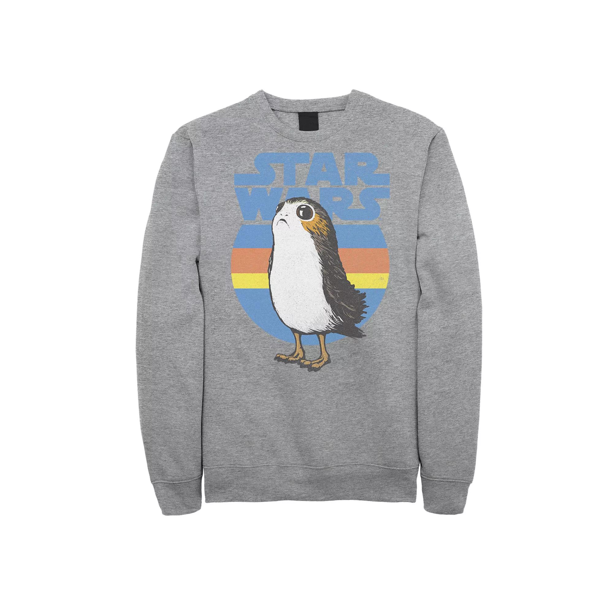Men's Star Wars Last Jedi Porg Retro Stripes Logo Sweatshirt,  Product Image