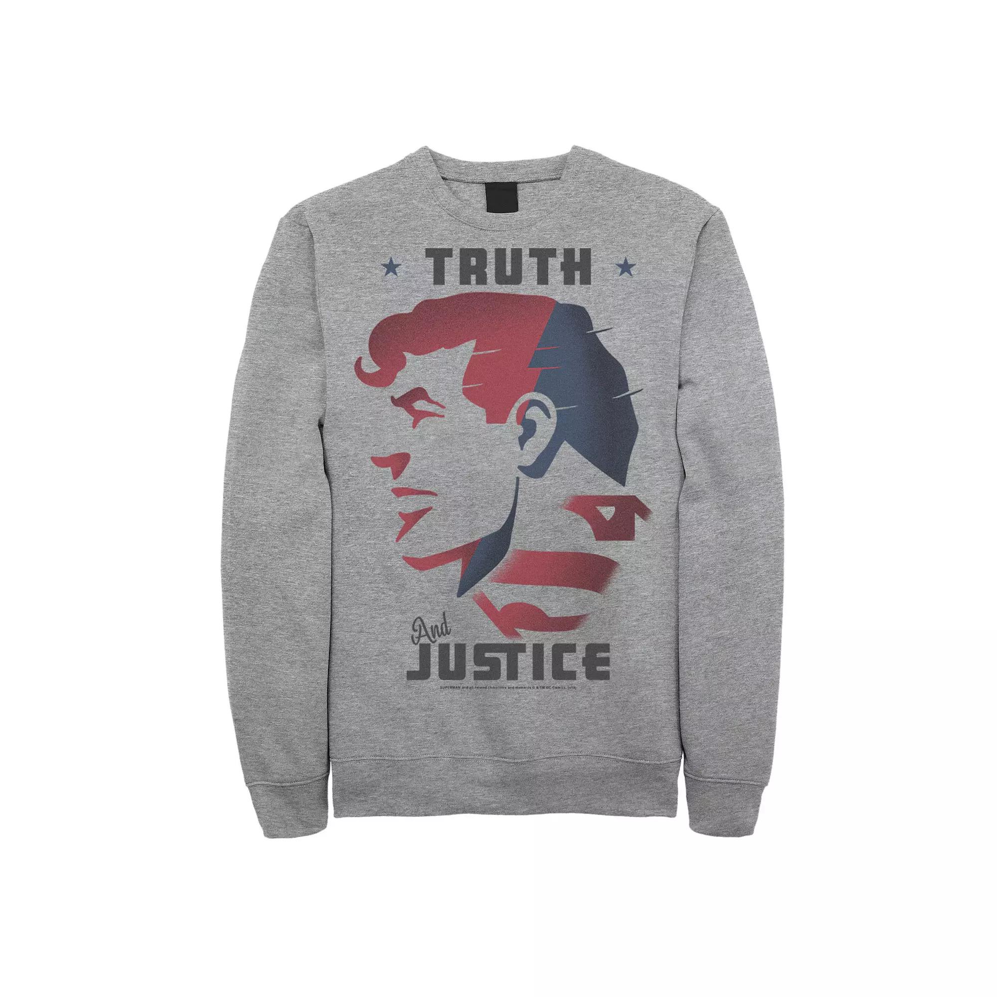 Men's DC Comics Superman Truth And Justice Text Poster Fleece Sweatshirt,  Product Image