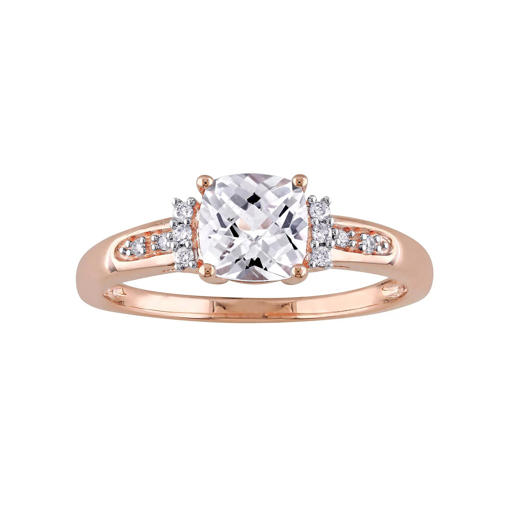 Stella Grace 10k Rose Gold Lab-Created White Sapphire & Diamond Accent Engagement Ring, Womens Product Image