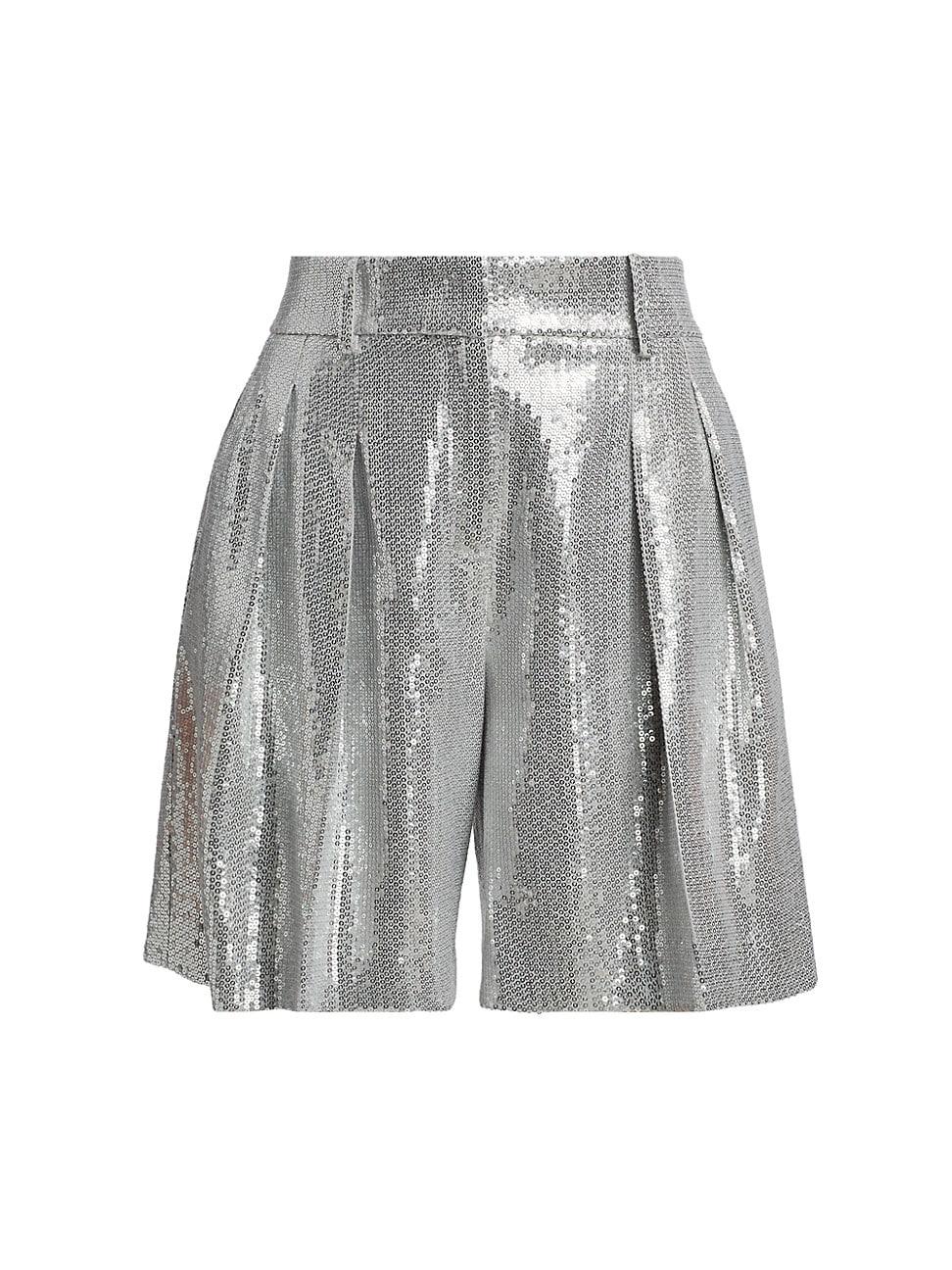 Womens Sequined Pleated Shorts Product Image