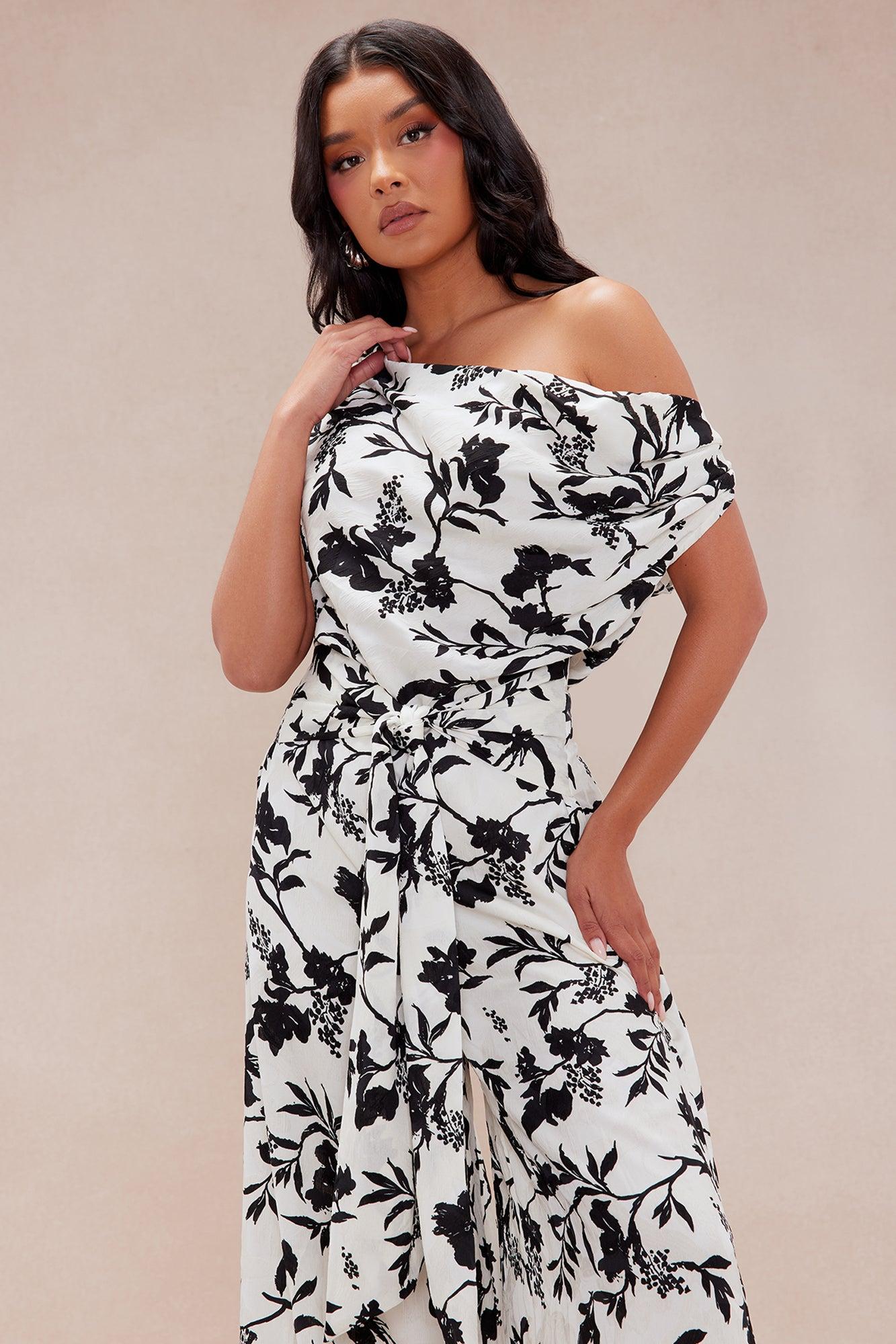 Clarissa Satin Wide Leg Jumpsuit - Ivory/combo Product Image