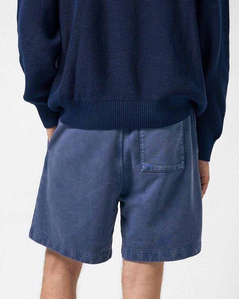 French Terry Garment Dyed Shorts - Blue Product Image