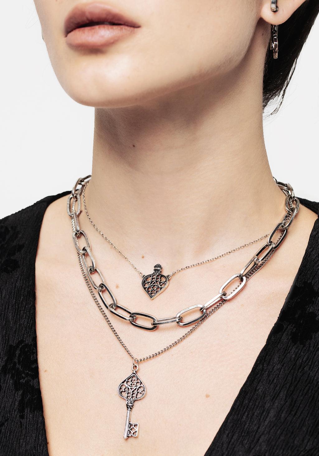 Claustrum Gothic Key Layered Necklace Product Image
