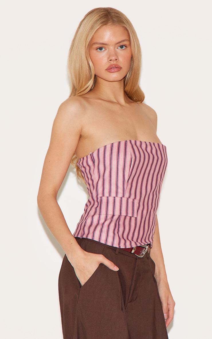 Pink Corduroy Striped Bandeau Product Image