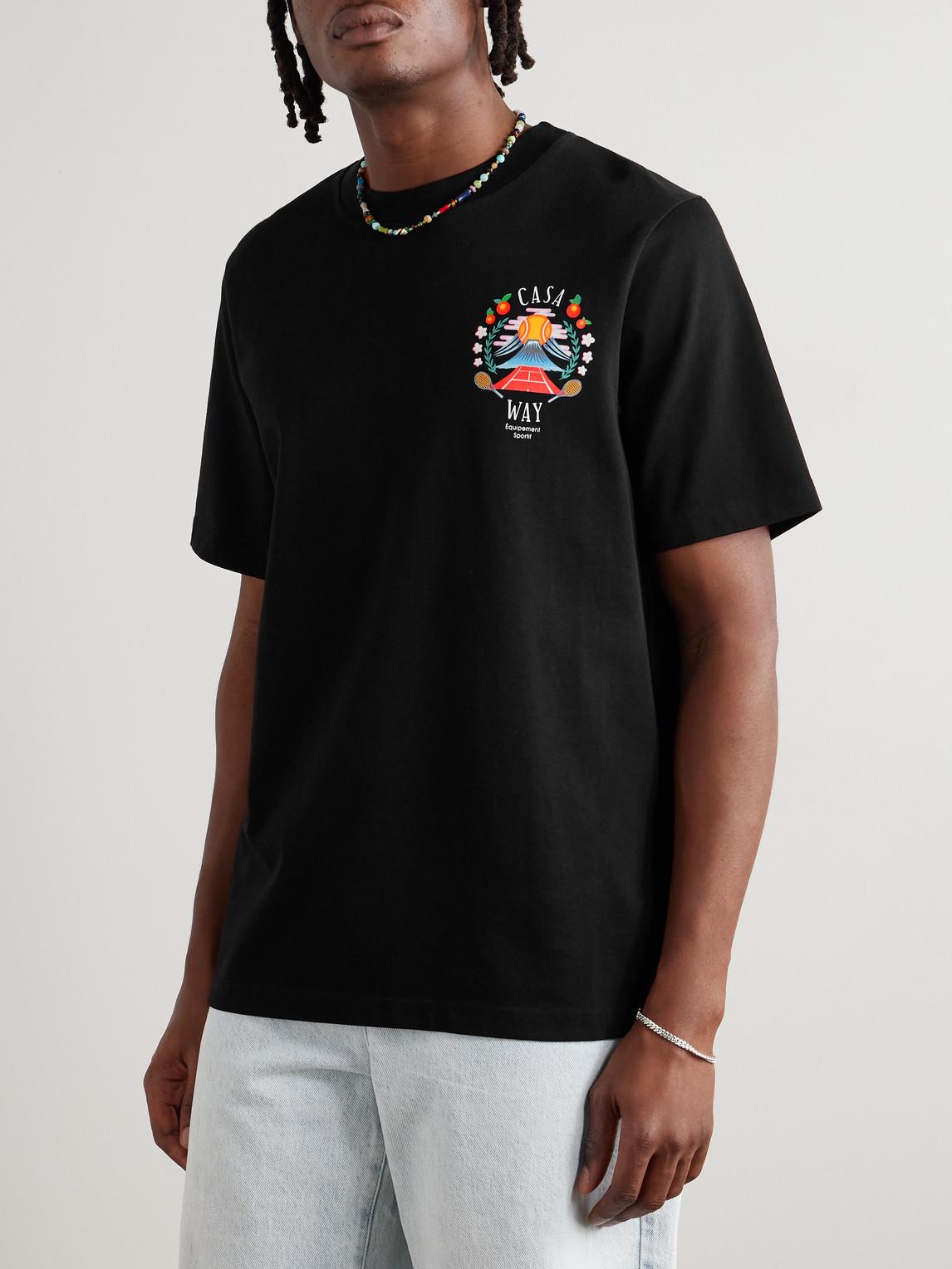 CASABLANCA Mens Casa Way Mountain Brand-print Cotton-jersey T-shirt In Black Product Image