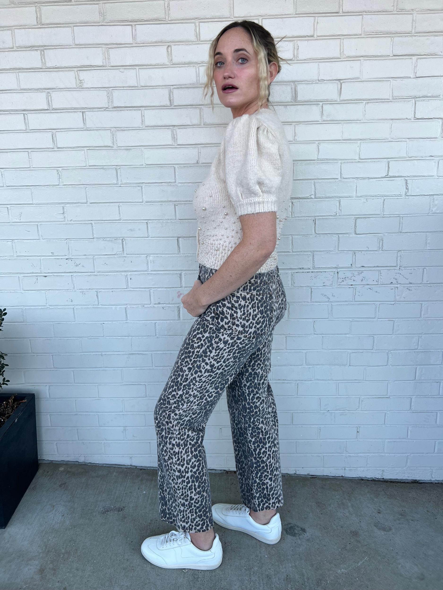 Stay Wild Leopard Jeans Product Image