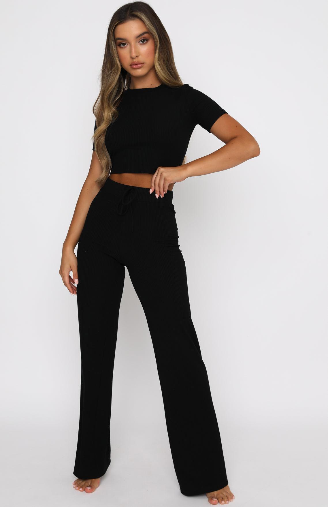 Adore You Ribbed Pants Black Product Image