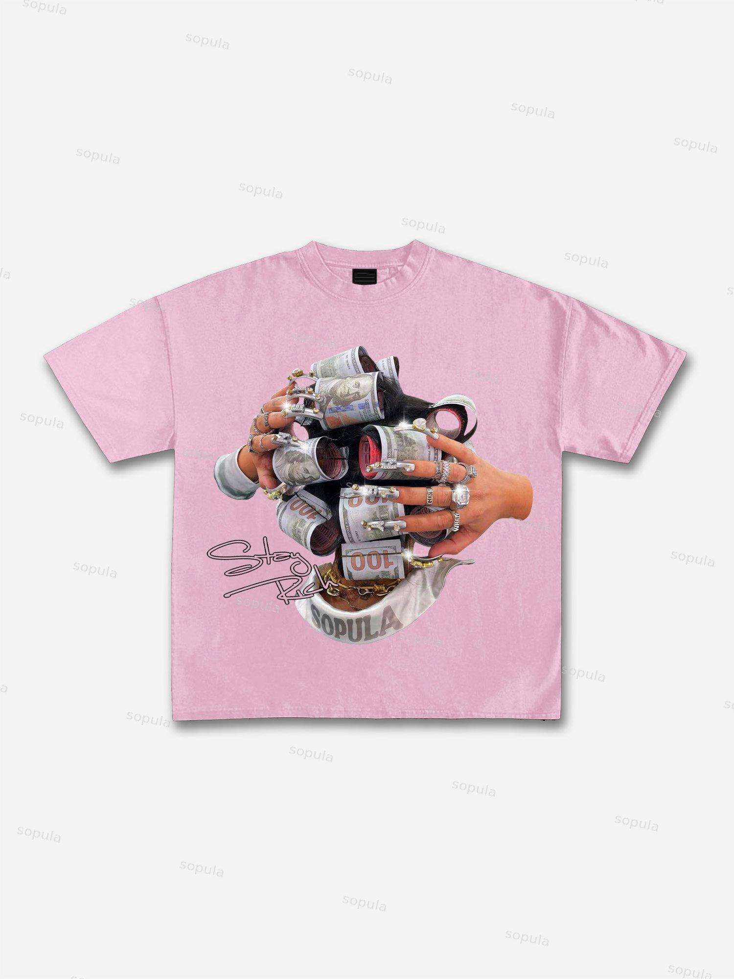 Stay Rich In Street Culture Portrait Graphic Cotton T-shirt Product Image