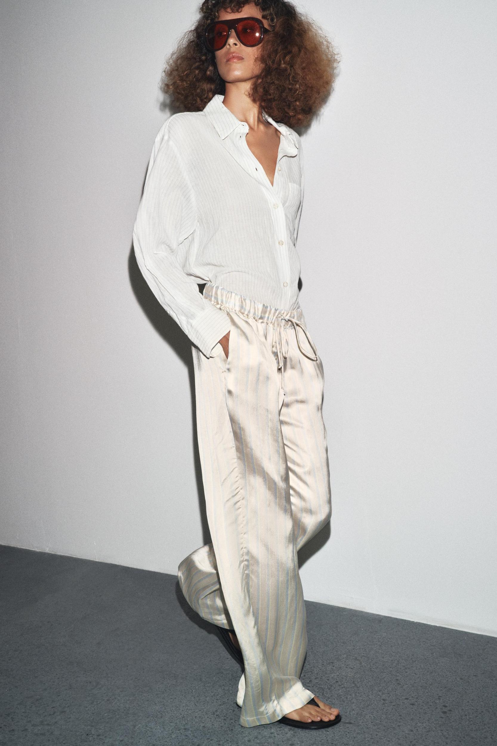 STRIPED PAJAMA PANTS ZW COLLECTION Product Image