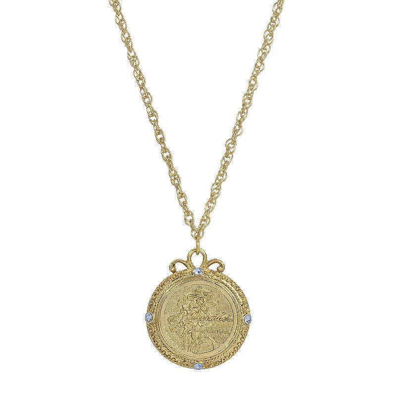 1928 Gold Tone Flower of the Month Pendant Necklace, Womens, September Product Image