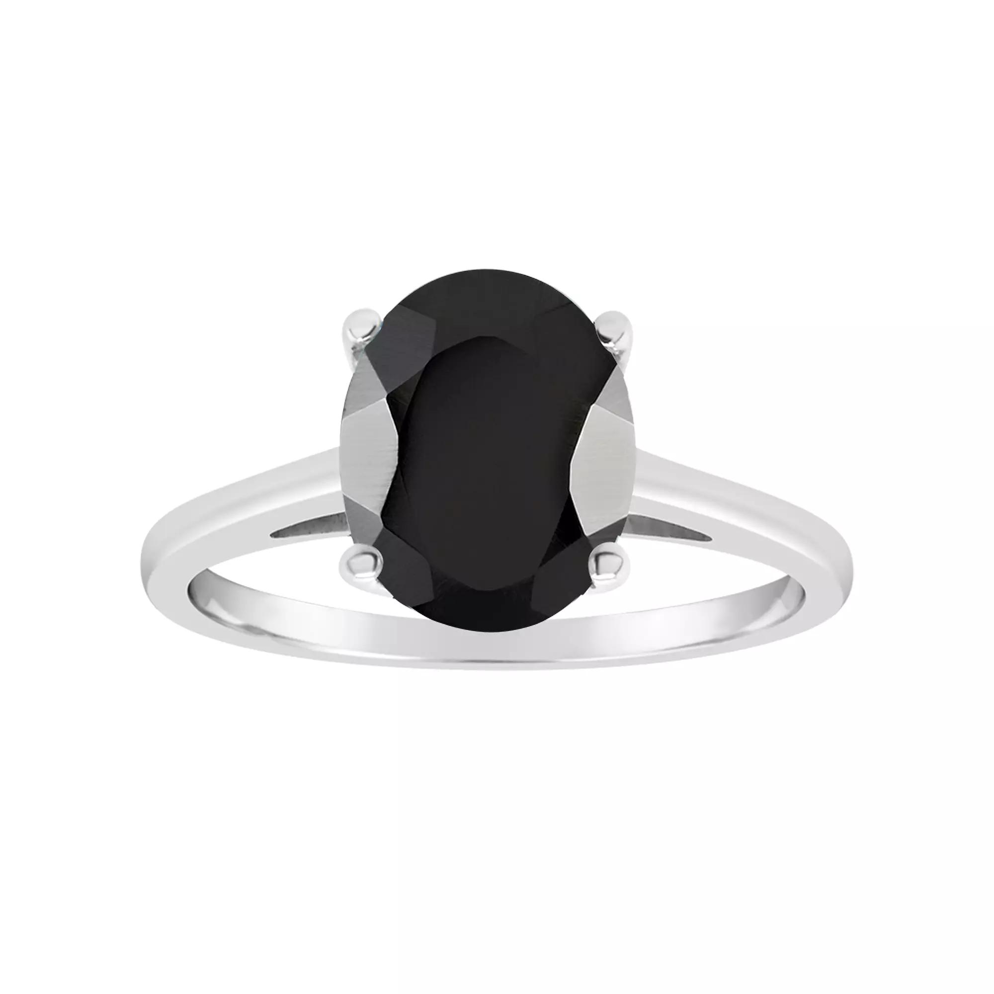 Alyson Layne 14k Gold Oval Black Onyx Solitaire Ring, Womens 14k White Gold Product Image