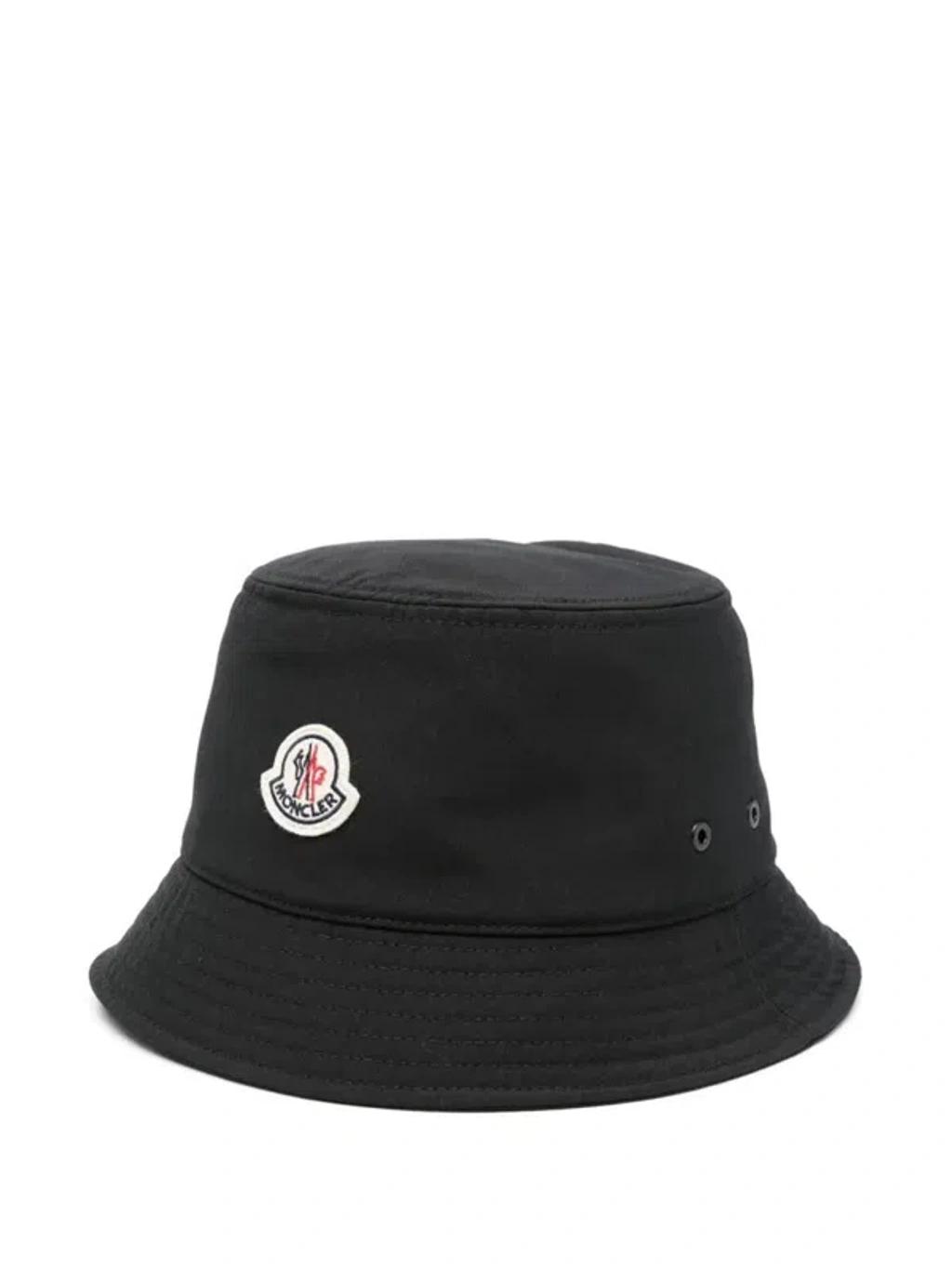 MONCLER Cotton Blend Bucket Hat Accessories In Black Product Image