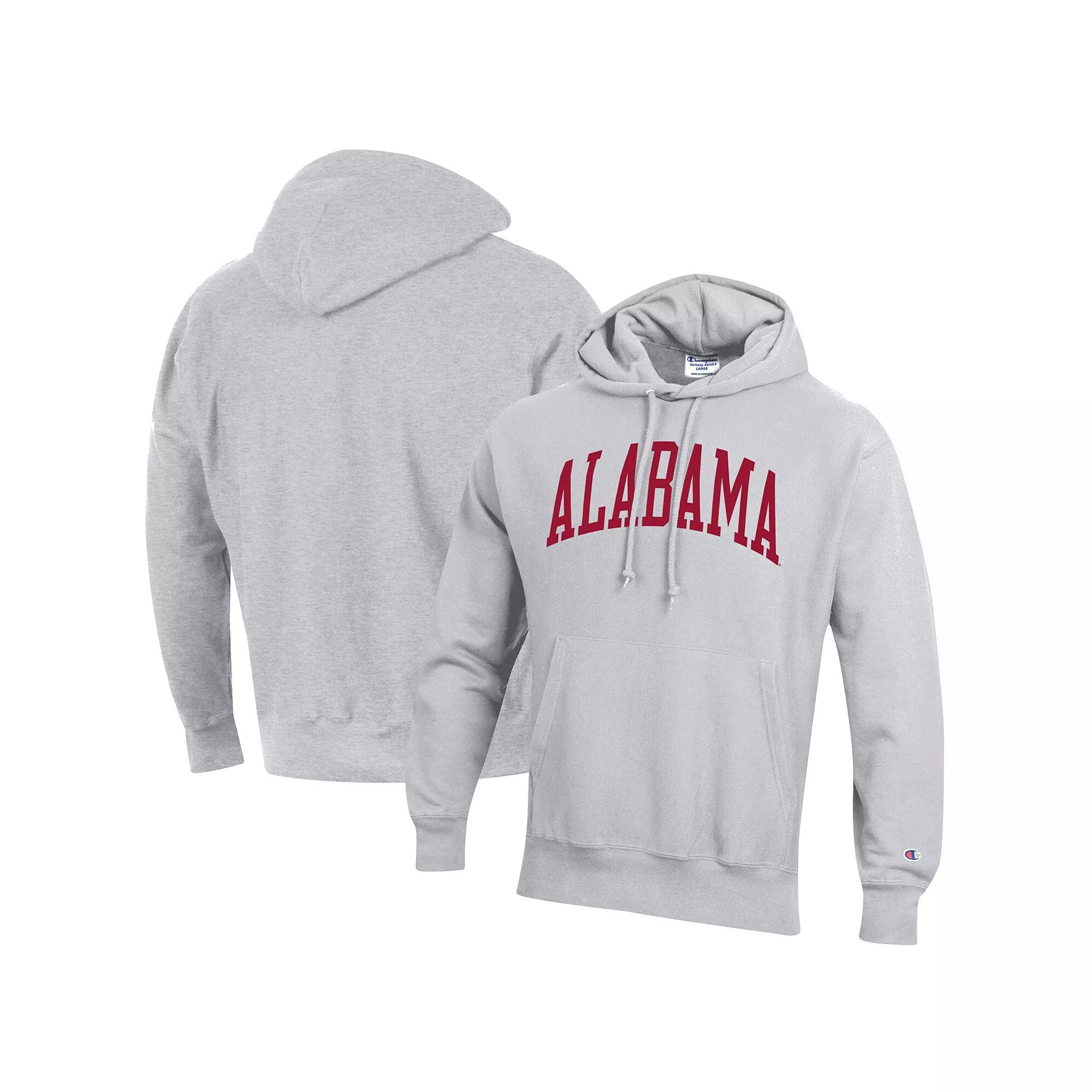 Men's Champion Heathered Gray Alabama Crimson Tide Team Arch Reverse Weave Pullover Hoodie, Size: Small, Grey Product Image