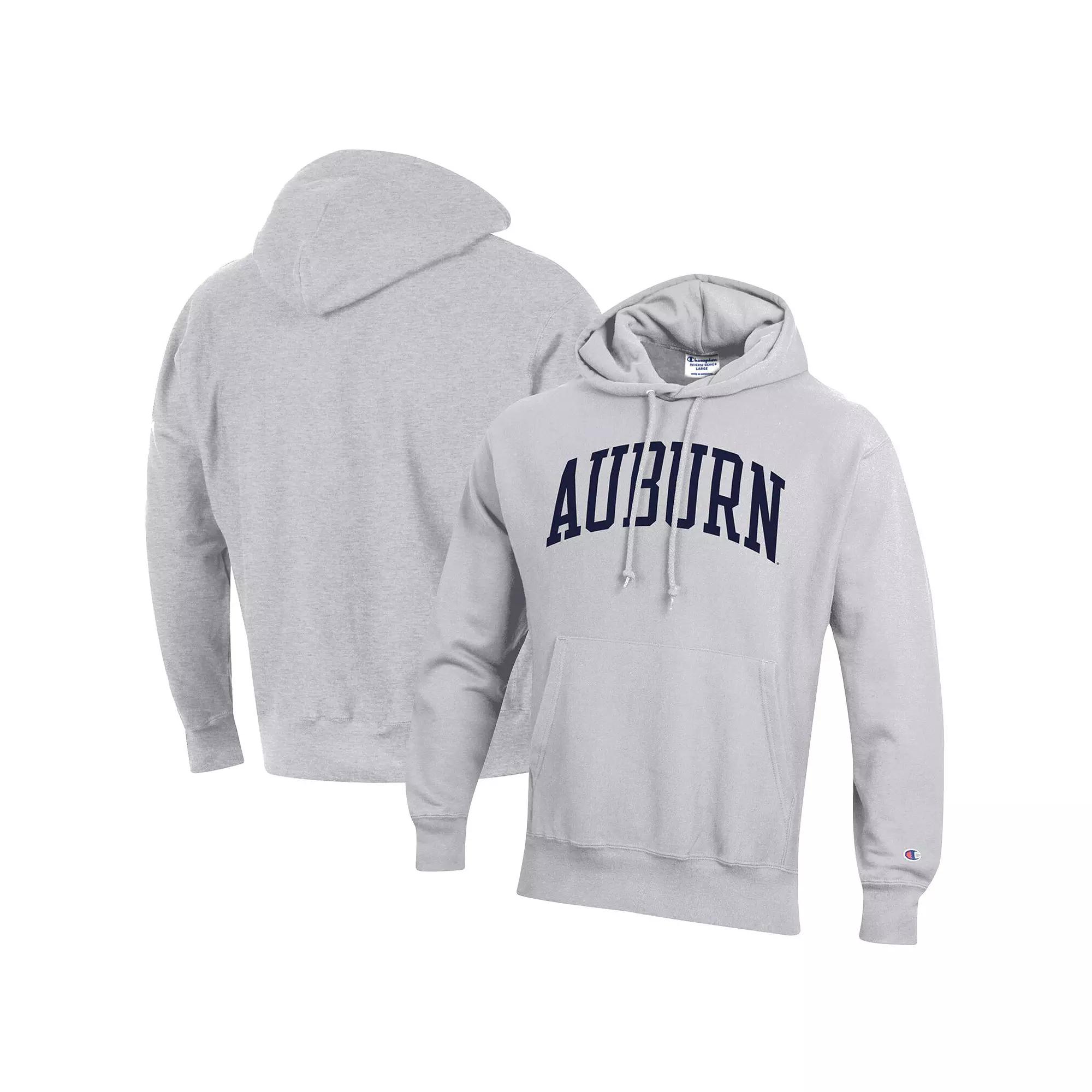 Men's Champion Heathered Gray Auburn Tigers Team Arch Reverse Weave Pullover Hoodie,  Product Image