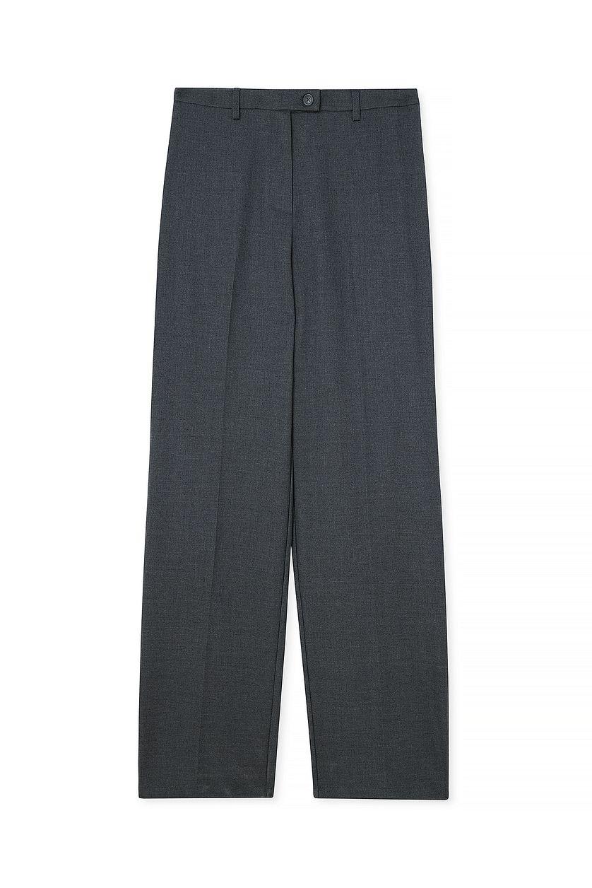 Tailored Mid Waist Trousers Grey Product Image