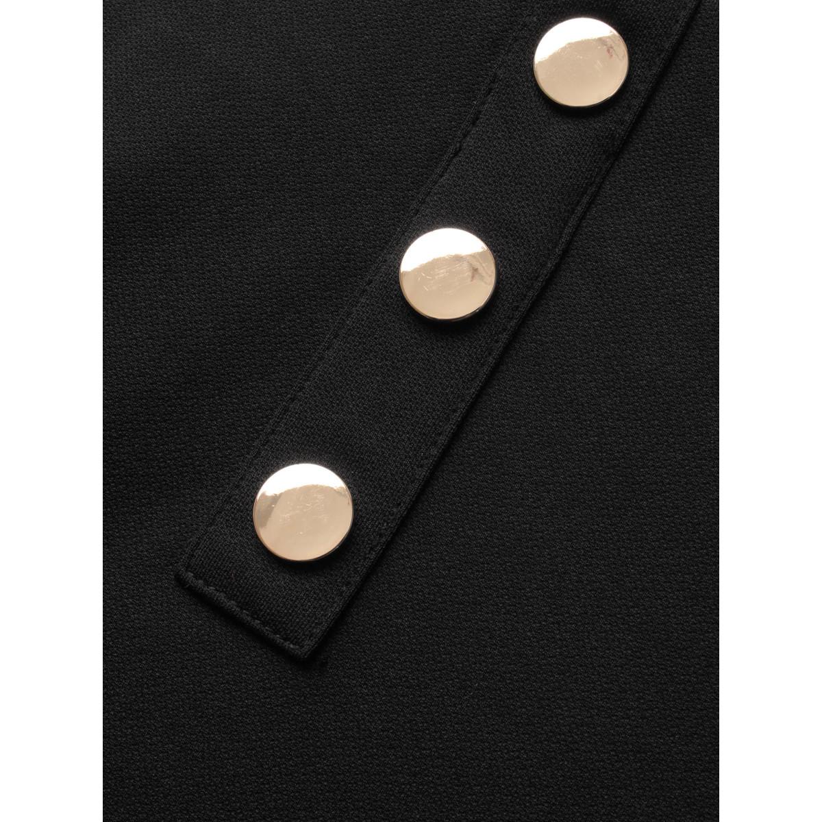 Plus Size High Rise Button Detail Stretchy Pants Women Black Workwear Essentials Skinny High Rise Office Pants BloomChic 12/L Product Image