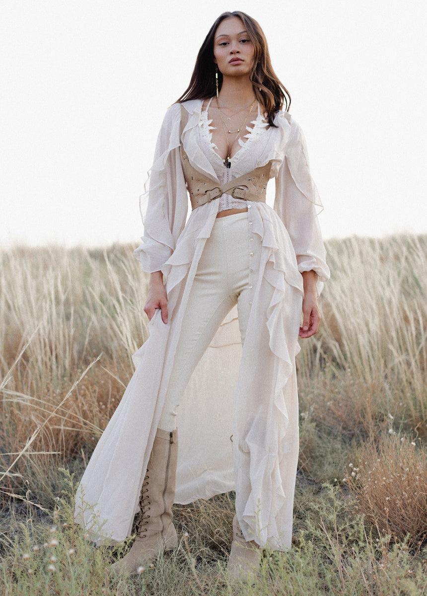 Brytny High-Waisted Denim in Ecru Female Product Image