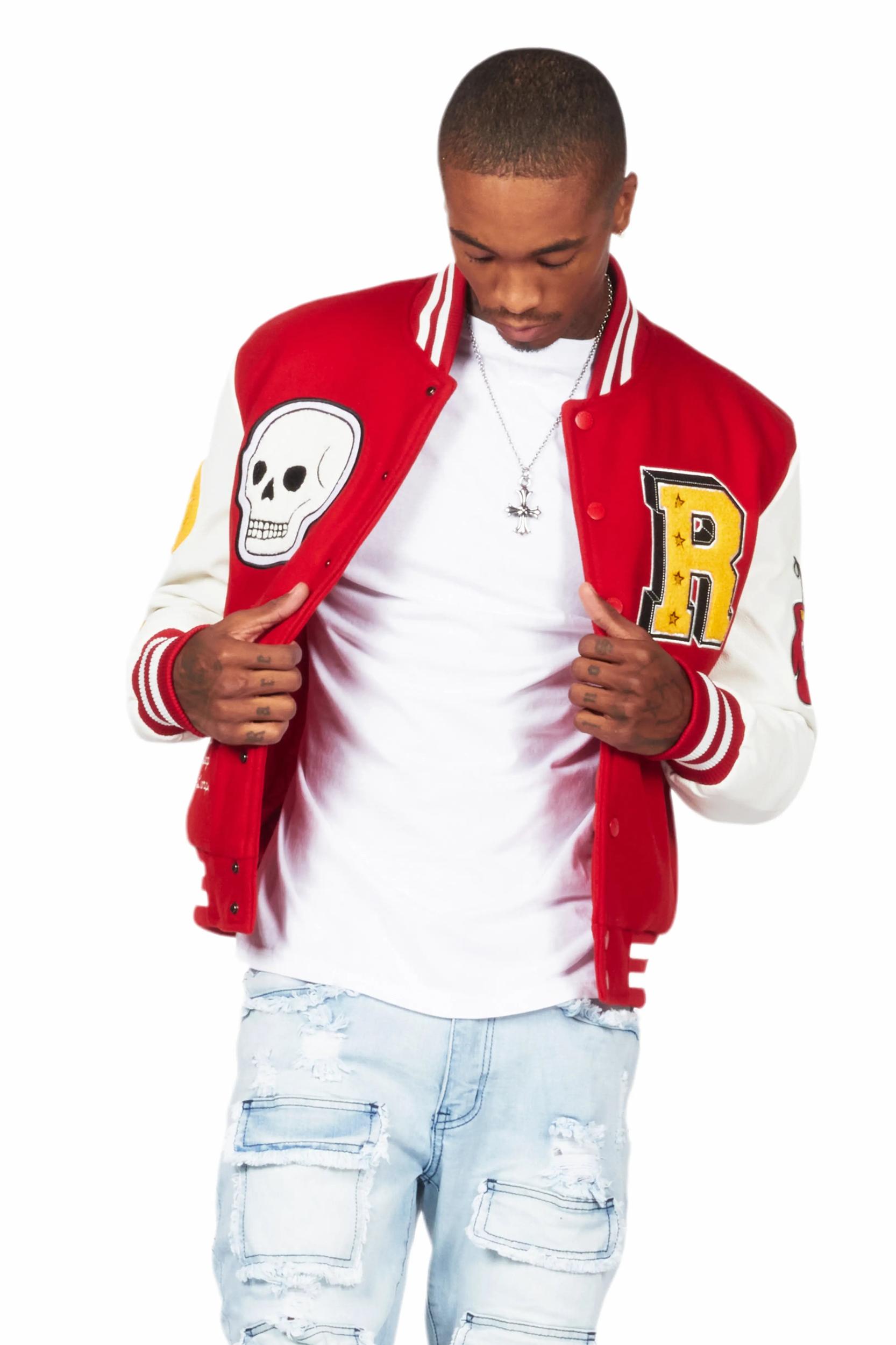 Ahjalee Red Oversized Varsity Jacket Female Product Image
