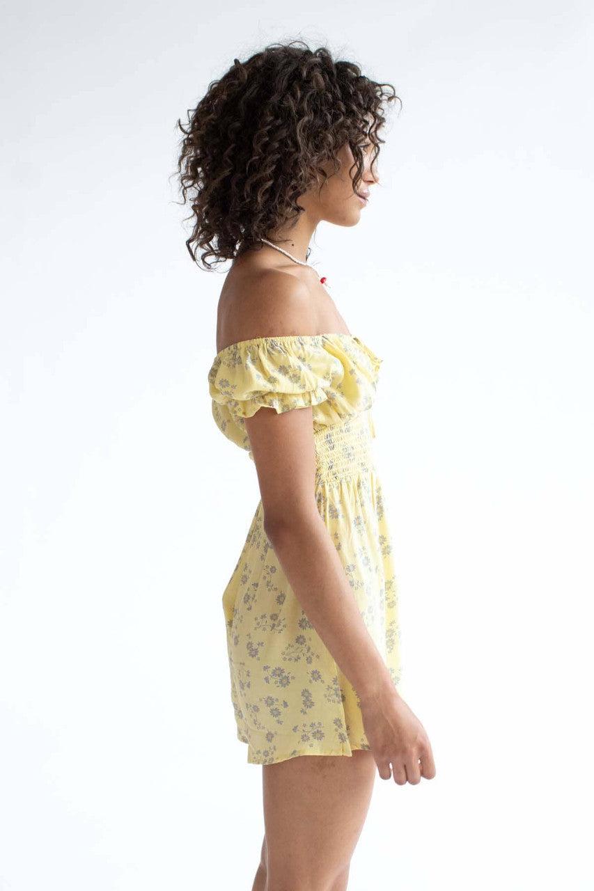 Sunflower Smocked Waist Romper Product Image