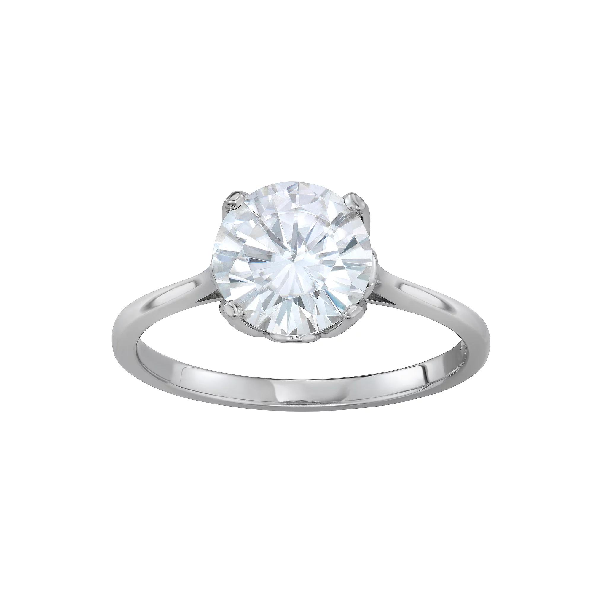 Charles & Colvard 14K White Gold 2 3/4 Carat T.W. Lab-Created Moissanite Round Solitaire Ring, Women's, Size: 9, 14k Whgold Product Image