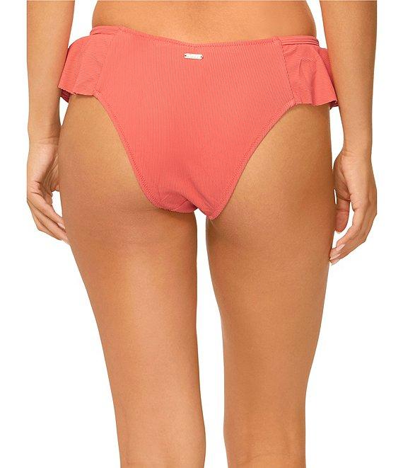 Raisins Seastar Solids Cabo Textured Ribbed Ruffle V-Waist Hipster Swim Bottom Product Image