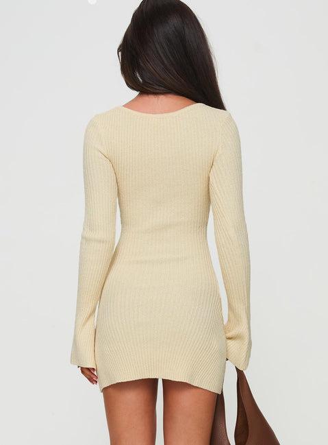 Osment Long Sleeve Knit Mini Dress Cream Product Image