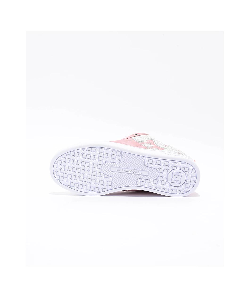 DC Court Graffik SE Pink & Silver Skate Shoes Product Image