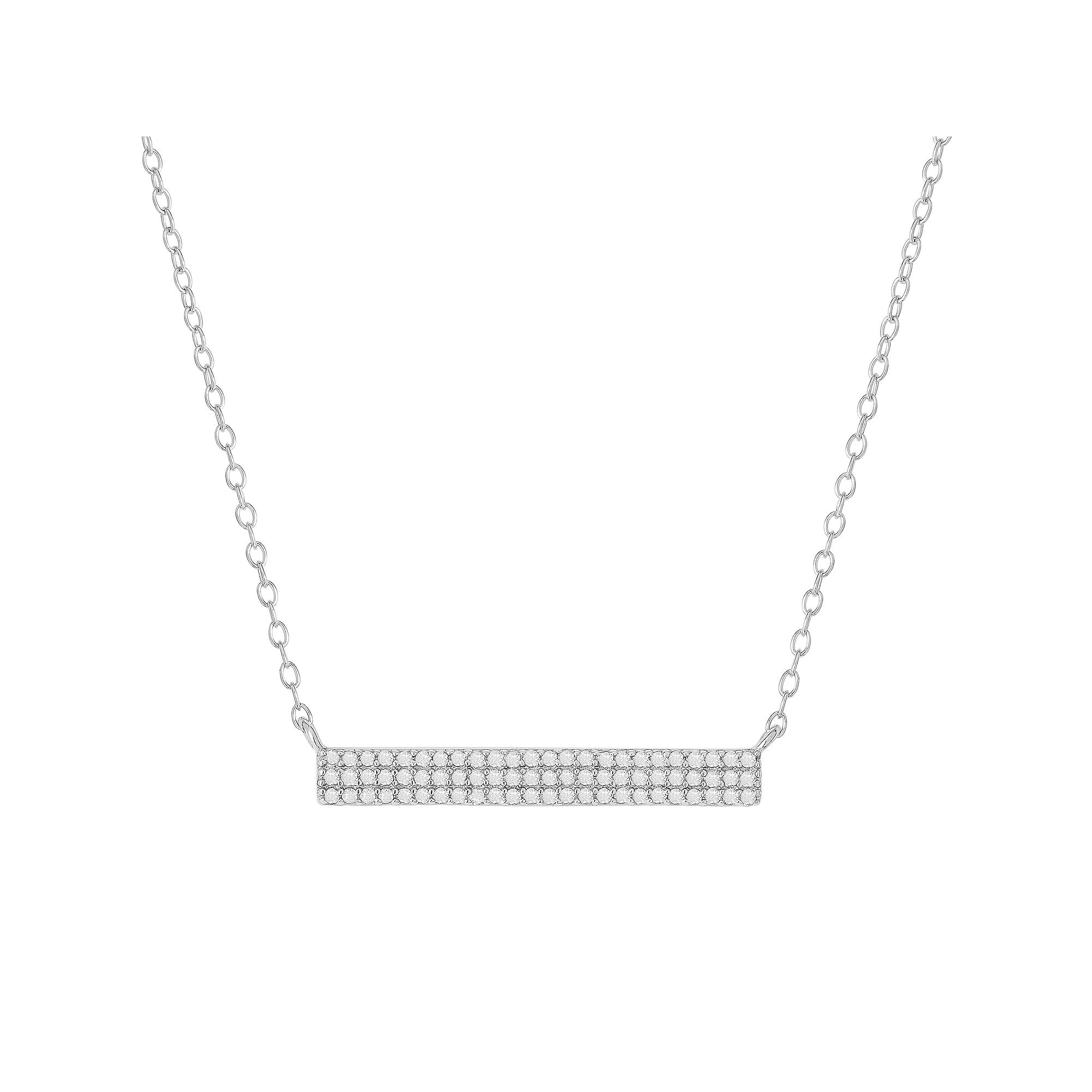 Sterling Silver 1/4 Carat T.W. Diamond Bar Necklace, Women's, Size: 18", Silver Tone Product Image