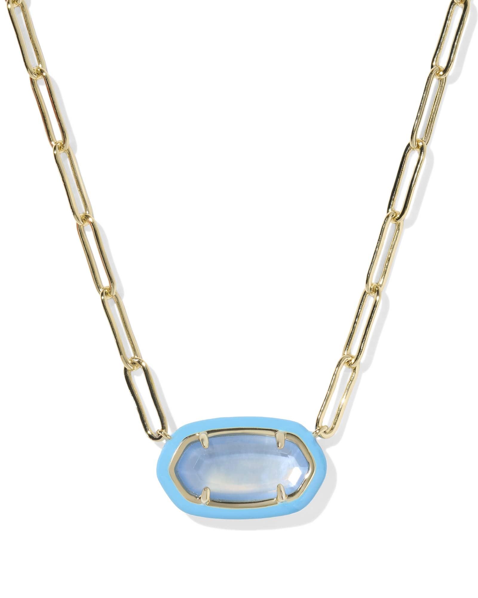 Elisa Enamel Frame Gold Paperclip Necklace Product Image