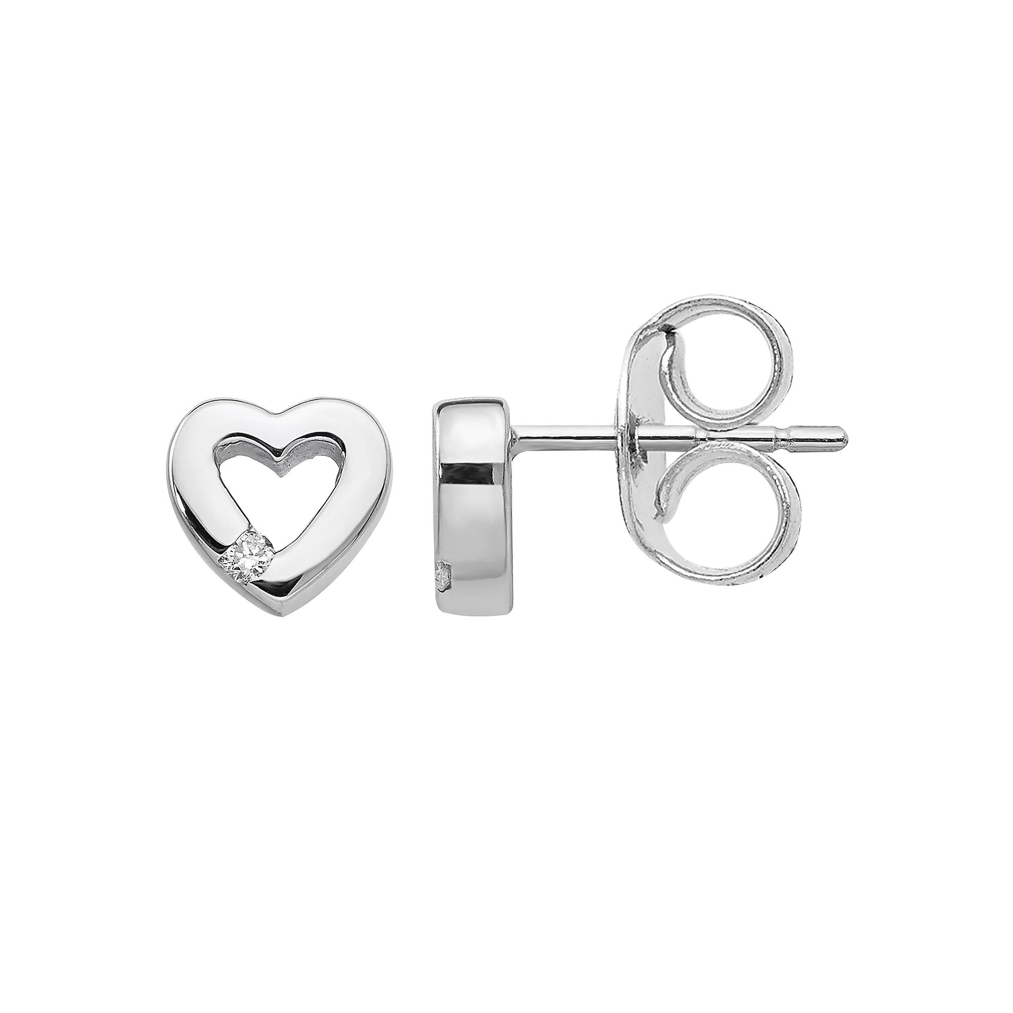White Ice Sterling Silver Diamond Accent Open Heart Earrings, Women's Product Image