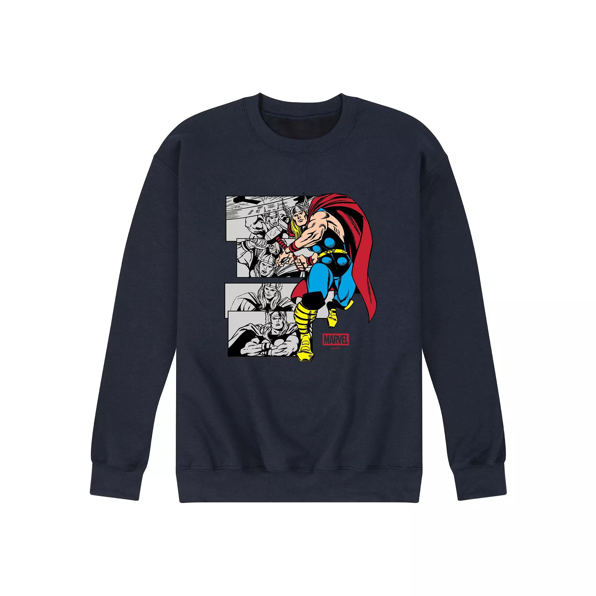 Men's Marvel Thor Comic Panels Crew Fleece Sweatshirt,  Product Image