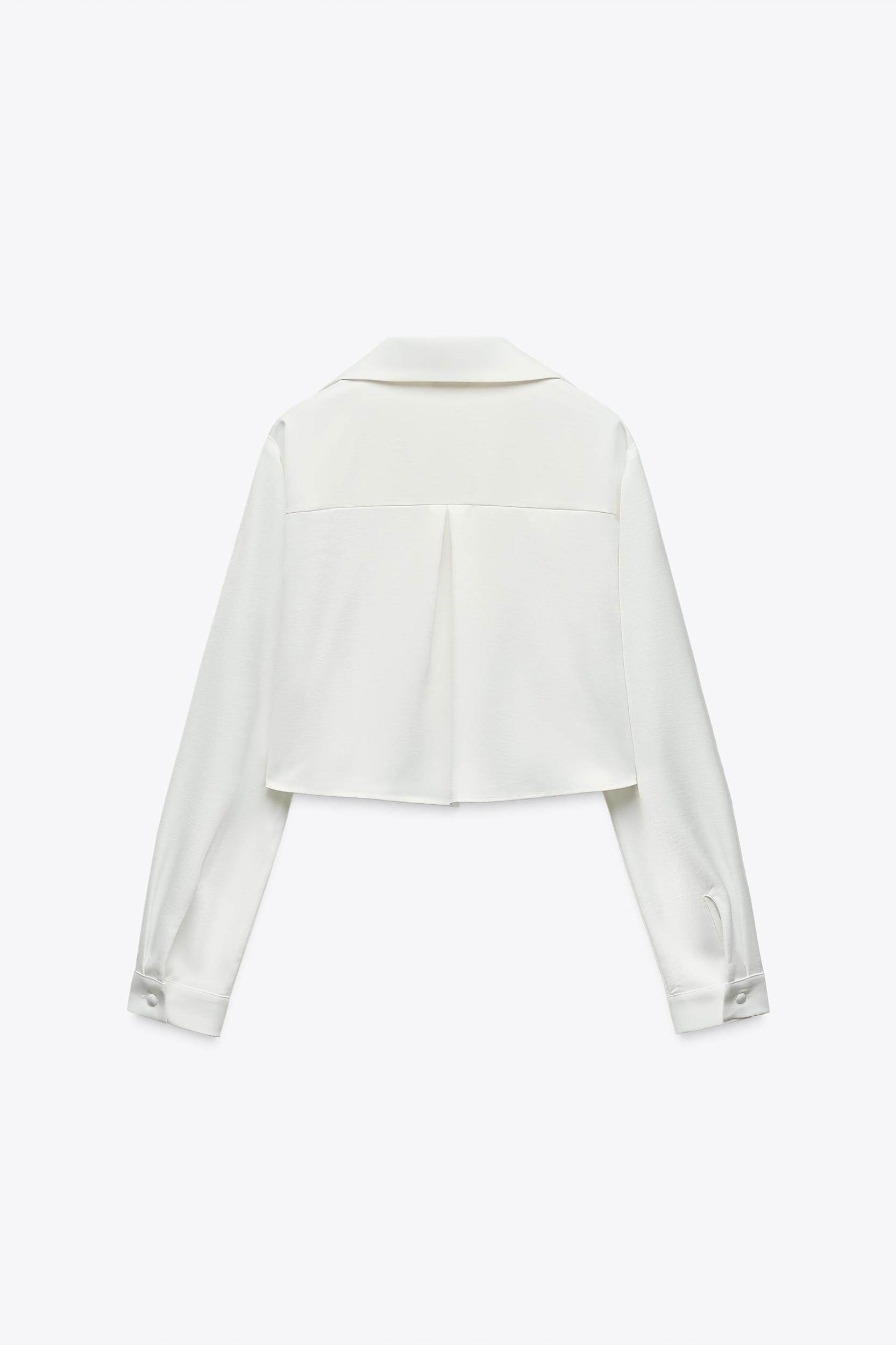 SATIN EFFECT CROPPED SHIRT Product Image