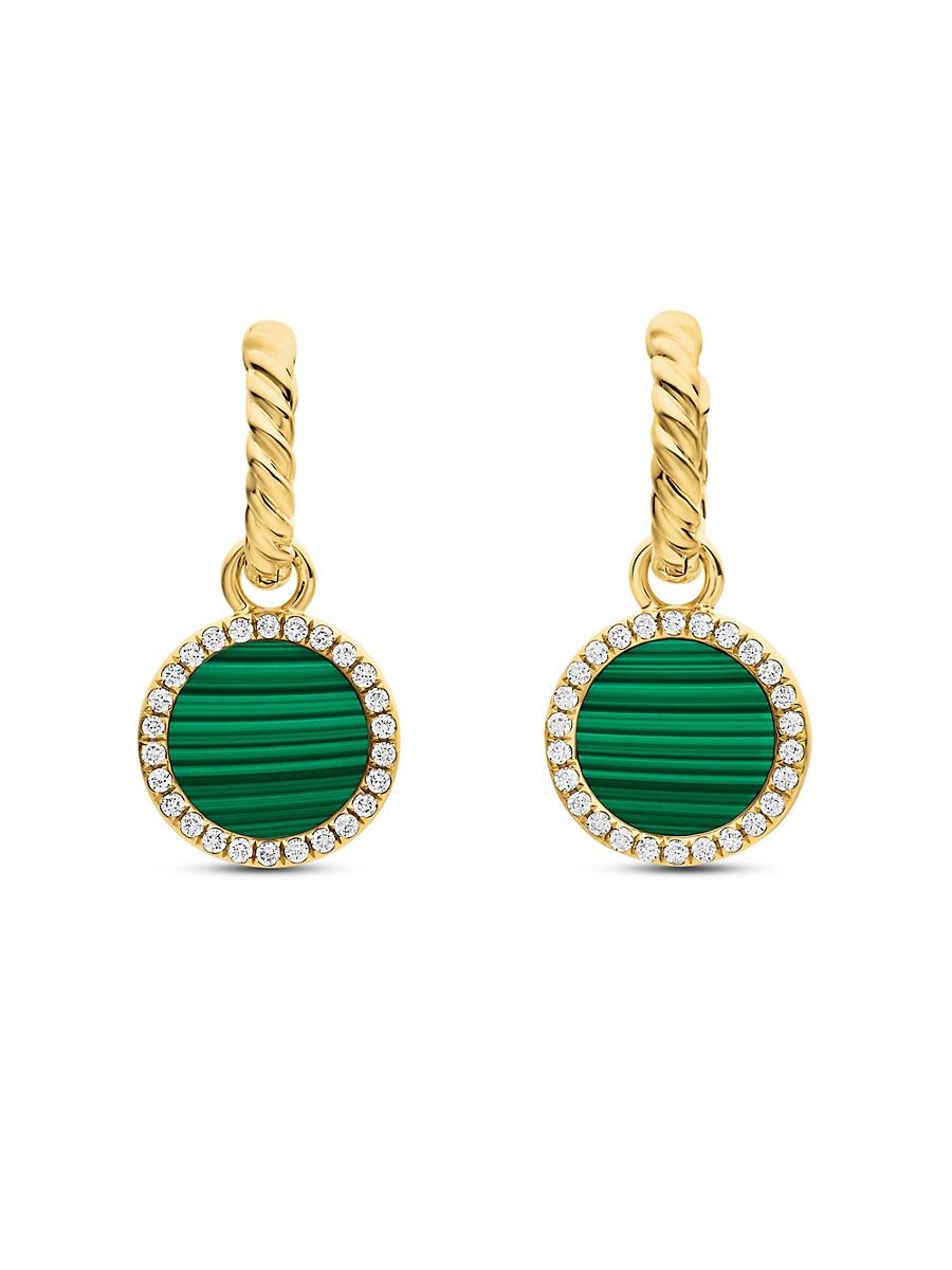 Womens Petite DY Elements Drop Earrings in 18K Yellow Gold with Pav Diamonds Product Image